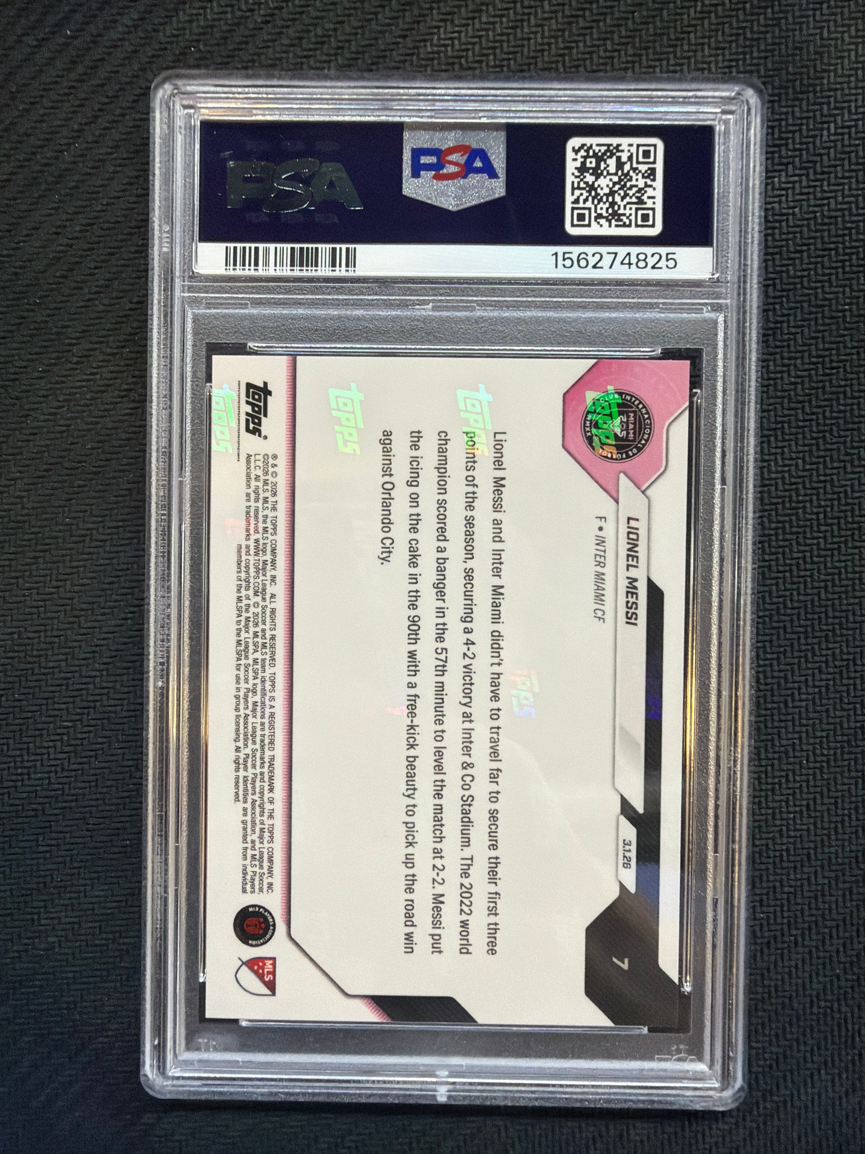 2026 Topps Now MLS Lionel Messi #7 South Beach PSA 10 825
