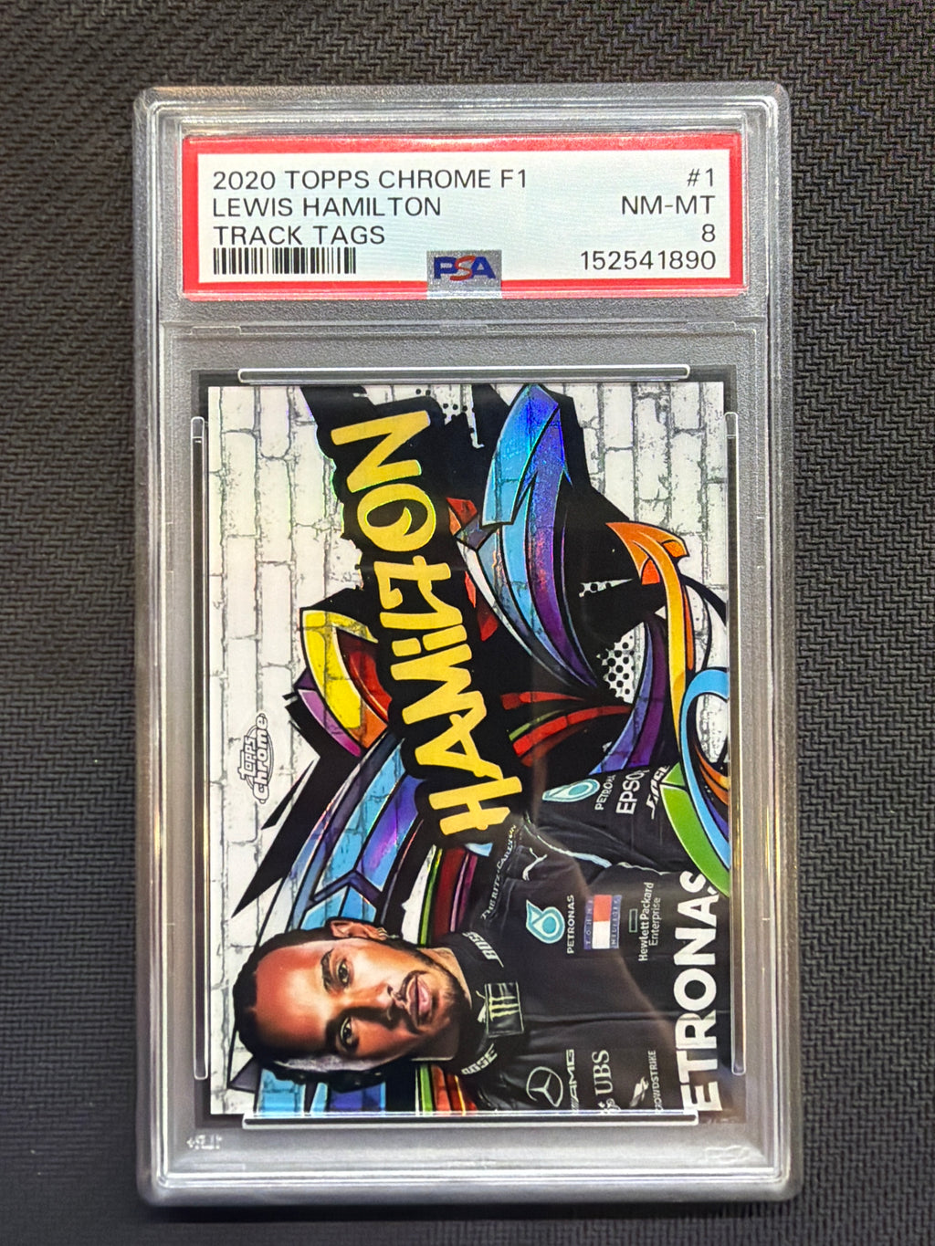 2020 Topps Chrome F1 Lewis Hamitlon Rookie Track Tags #1 PSA 8