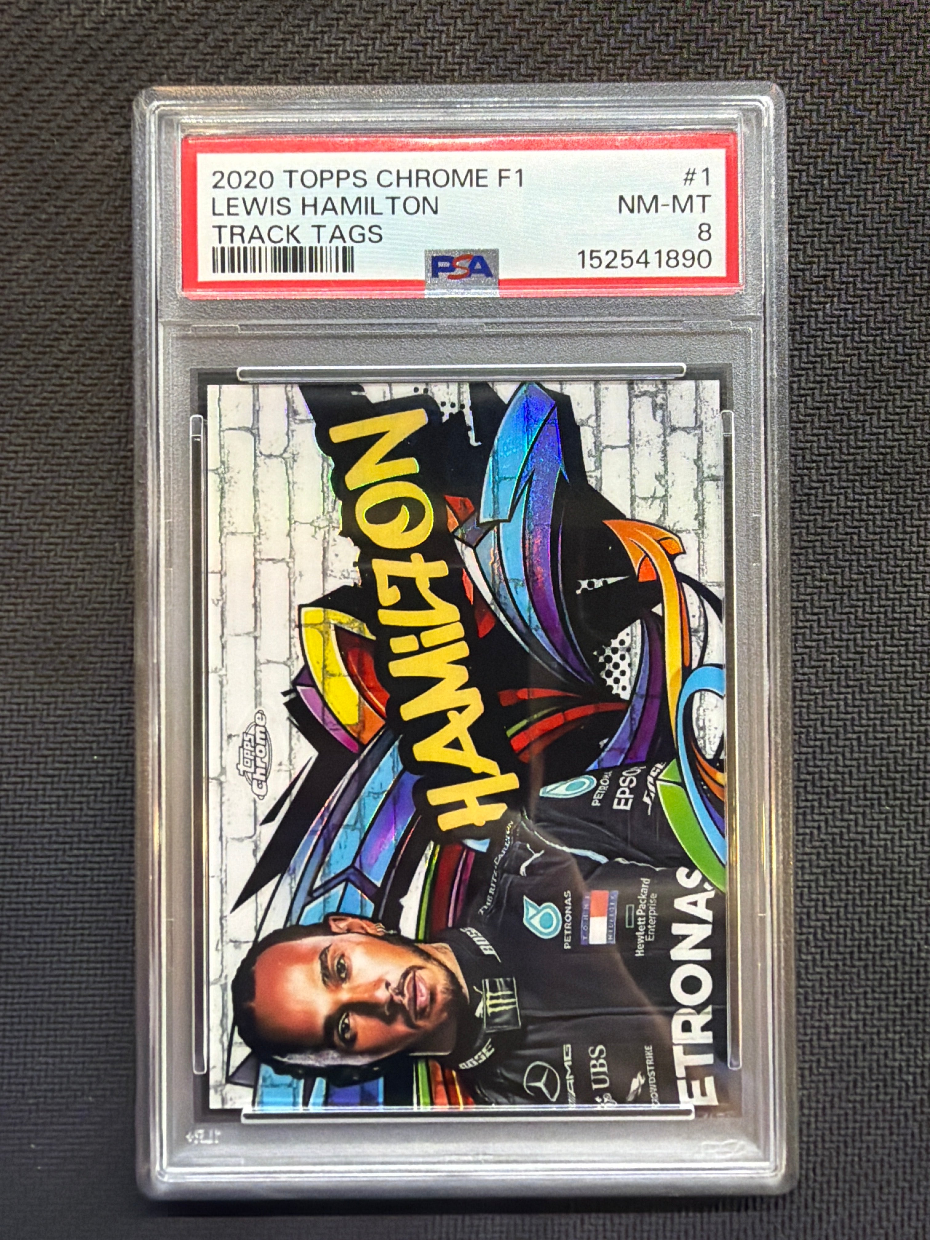 2020 Topps Chrome F1 Lewis Hamitlon Rookie Track Tags #1 PSA 8