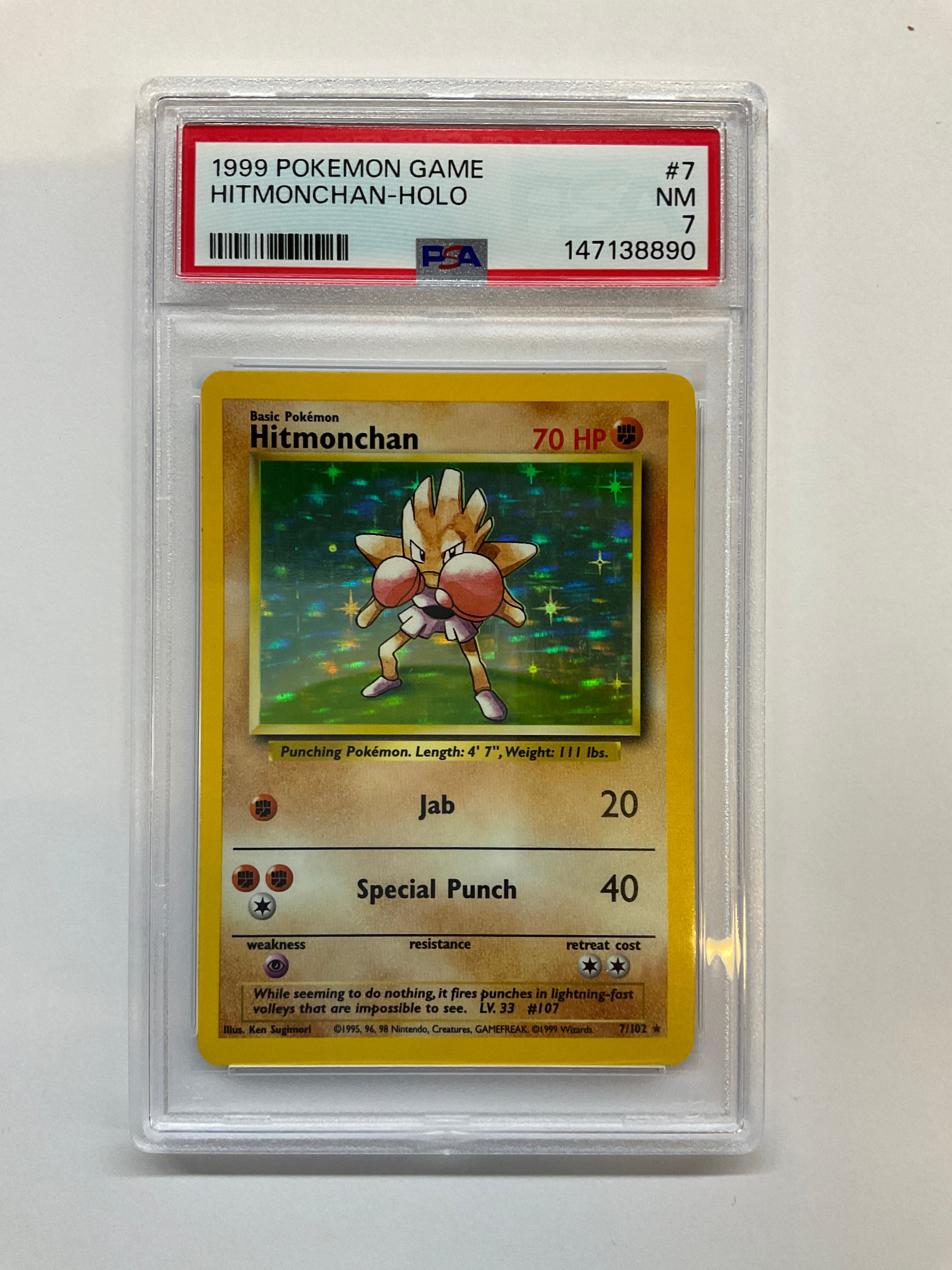 1999 Hitmonchan Holo 7 PSA 7