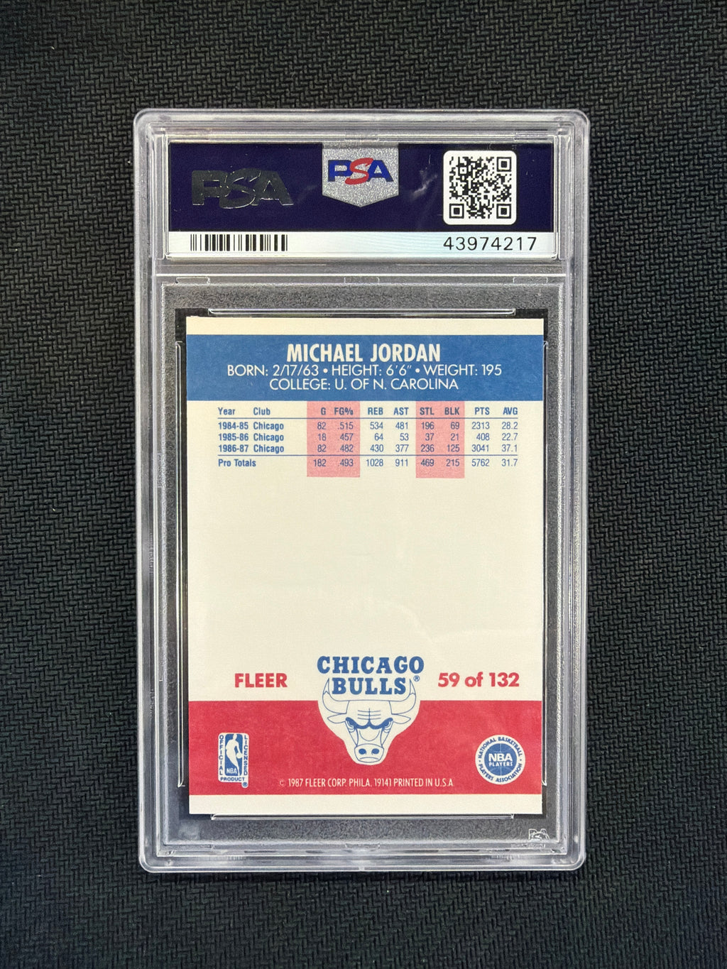 1987 Fleer Michael Jordan PSA 8 Bulls