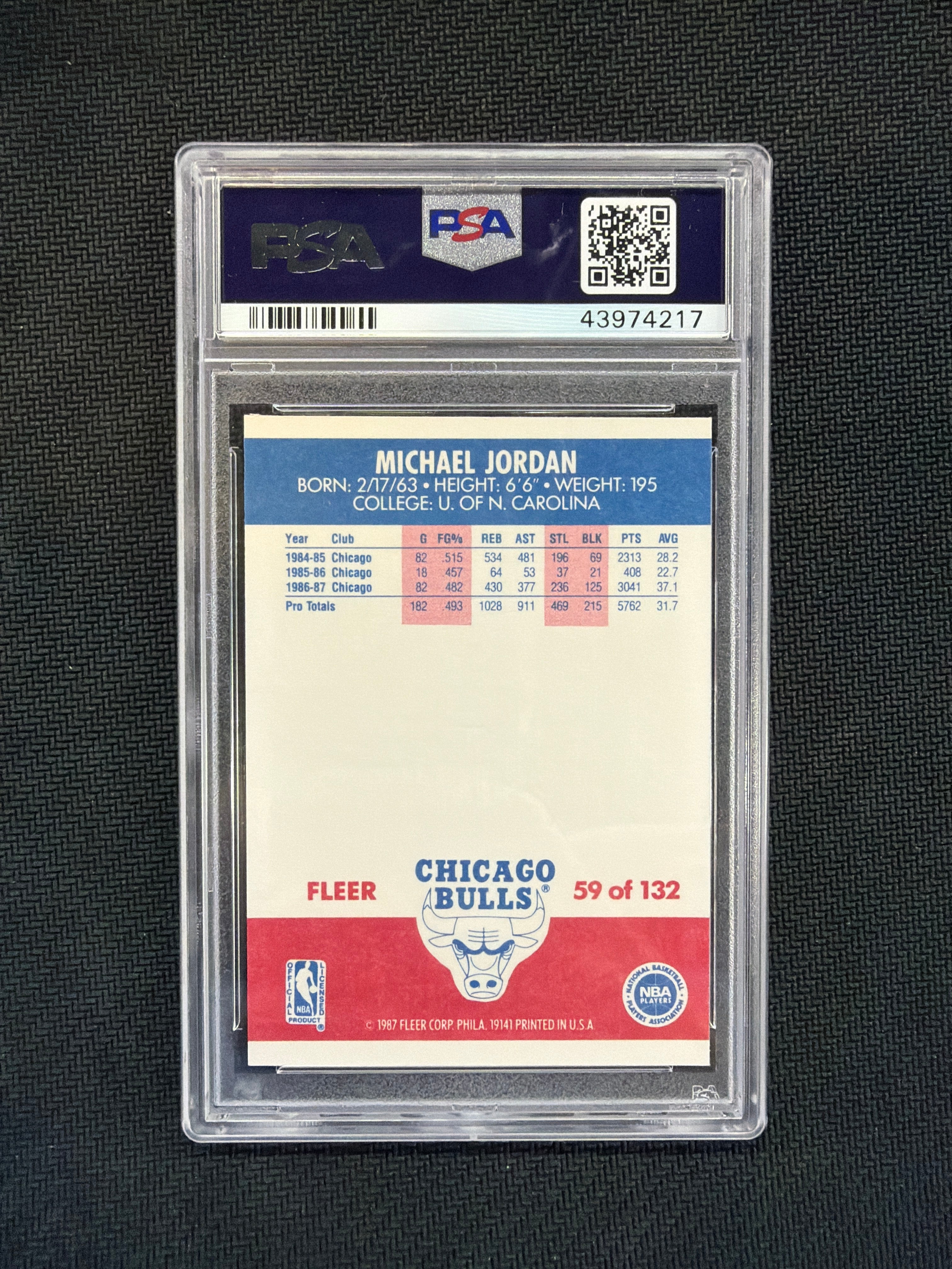 1987 Fleer Michael Jordan PSA 8 Bulls