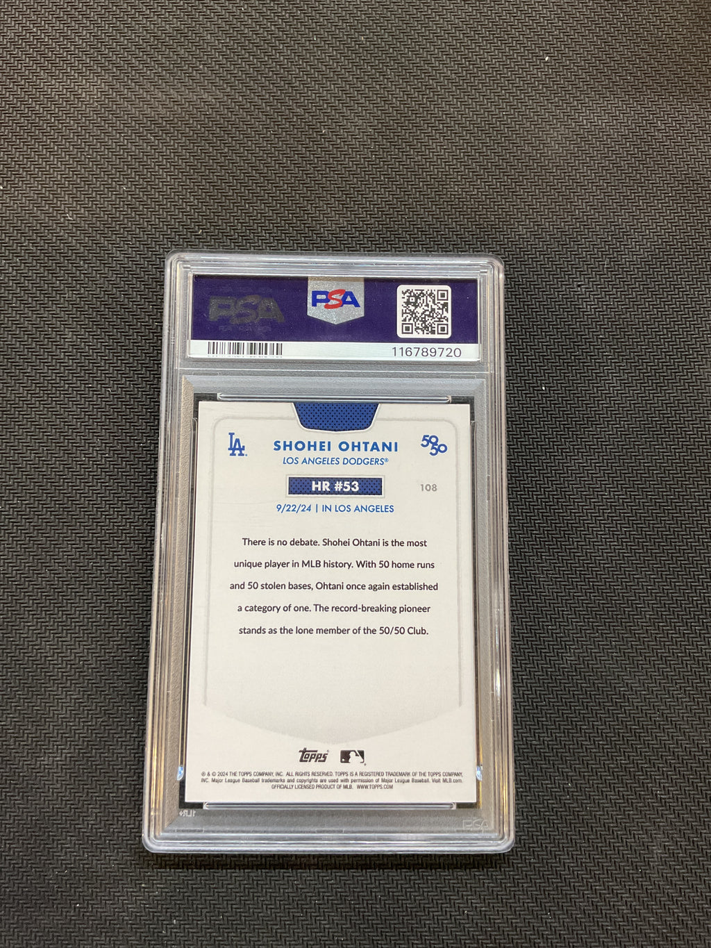 2024 Topps 50/50 Shohei Ohtani HR #53 PSA 10 Dodgers