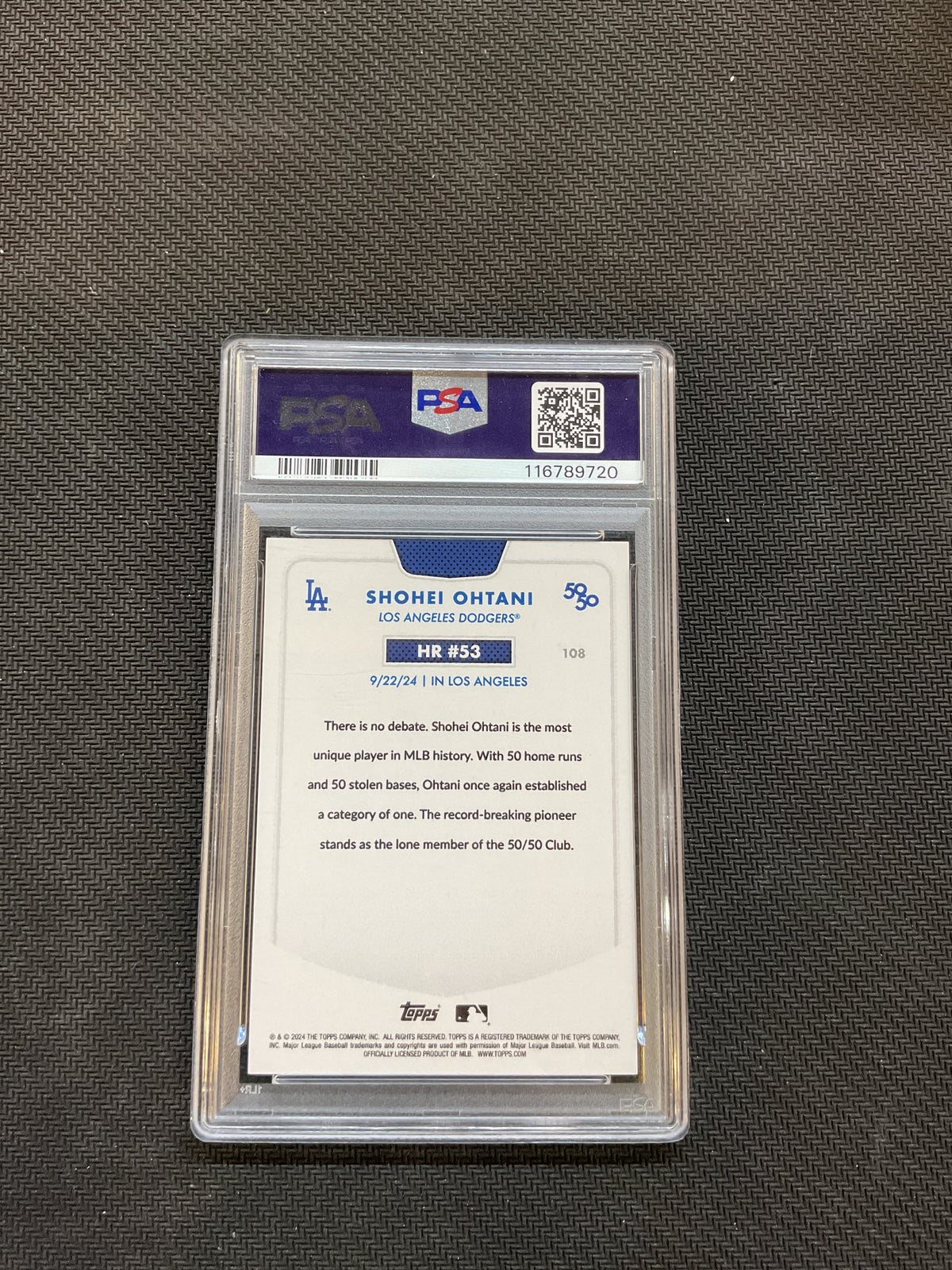 2024 Topps 50/50 Shohei Ohtani HR #53 PSA 10 Dodgers