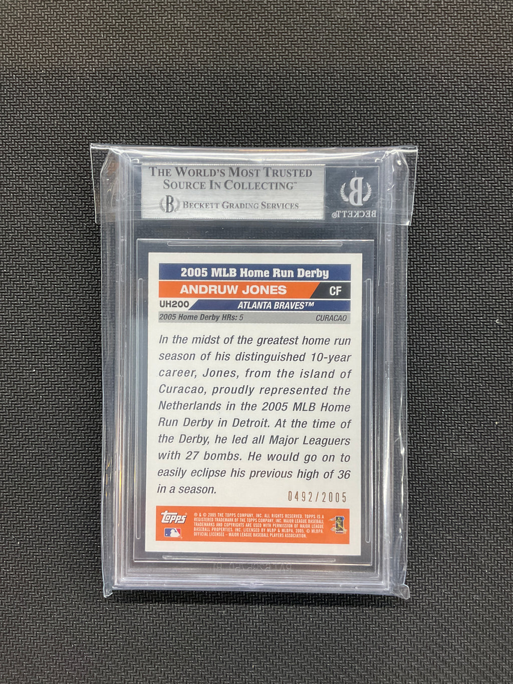 2005 Topps Update Andruw Jones Home Run Derby Gold /2005 BGS 9 Braves