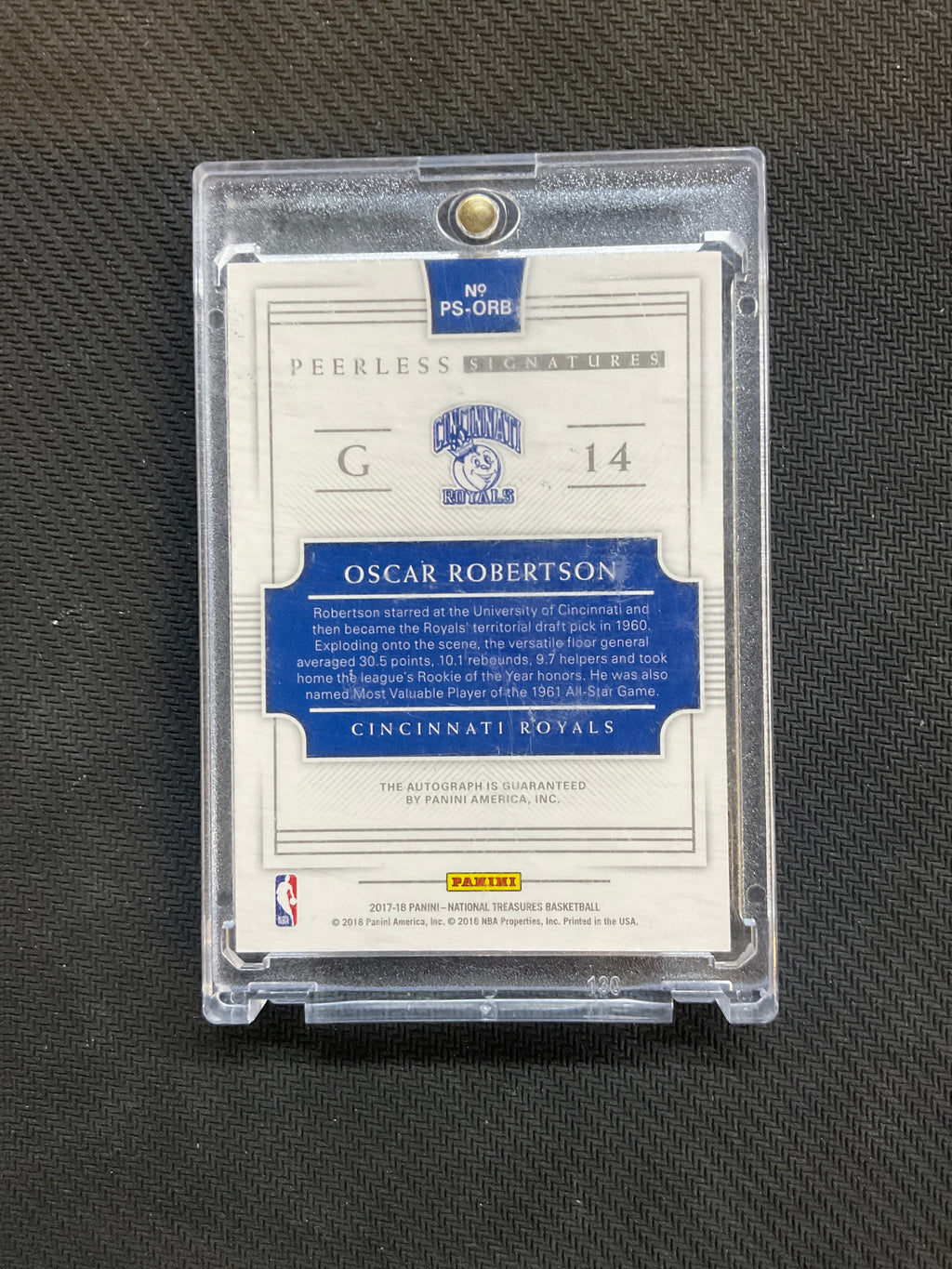 2017 National Treasures Oscar Robertson Peerless Auto /10 Gold Knicks