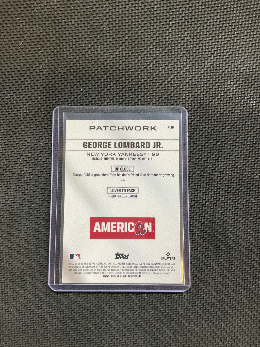 2026 Bowman George Lombard Jr. Patchwork Case Hit Yankees