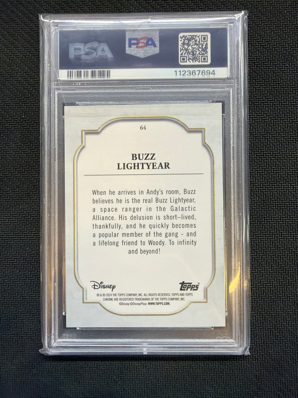 2024 Topps Chrome Disney Sapphire Buzz Lightyear #64 PSA 10