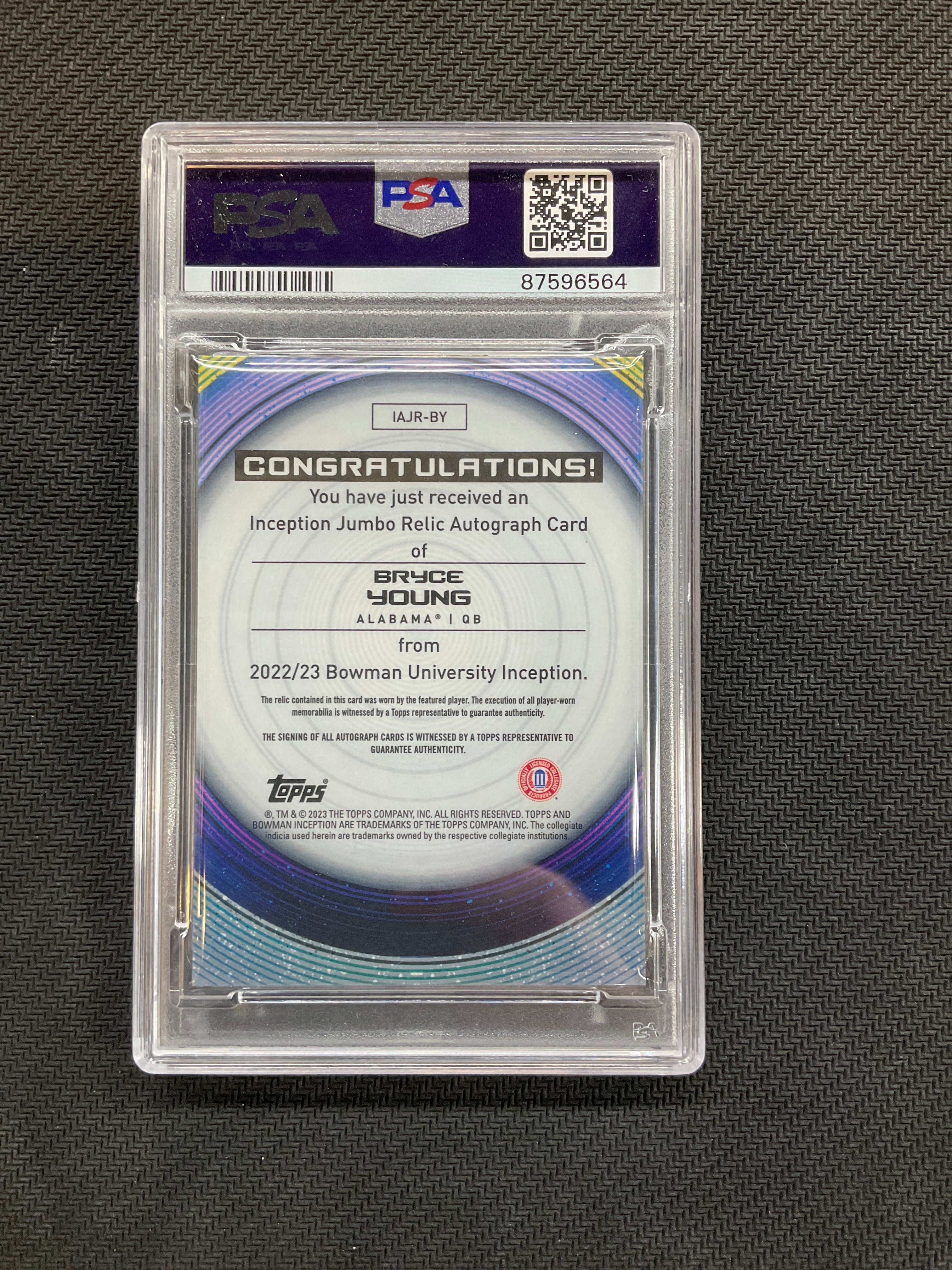2022 Bowman U Inception Bryce Young Patch Auto /199 PSA 10 Alabama 564