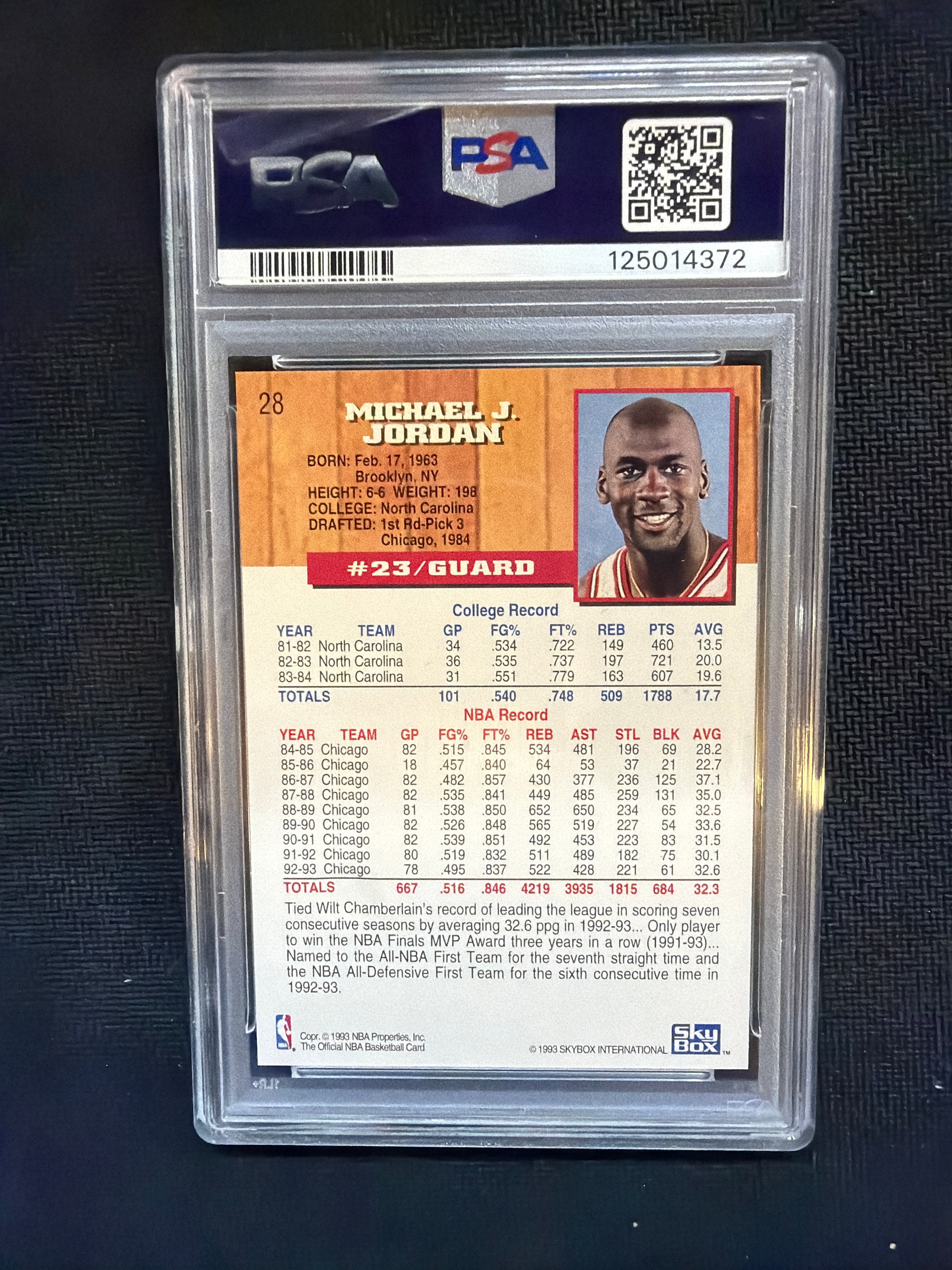 1993 Hoops Michael Jordan 5th Anniversary #28 PSA 9 Bulls