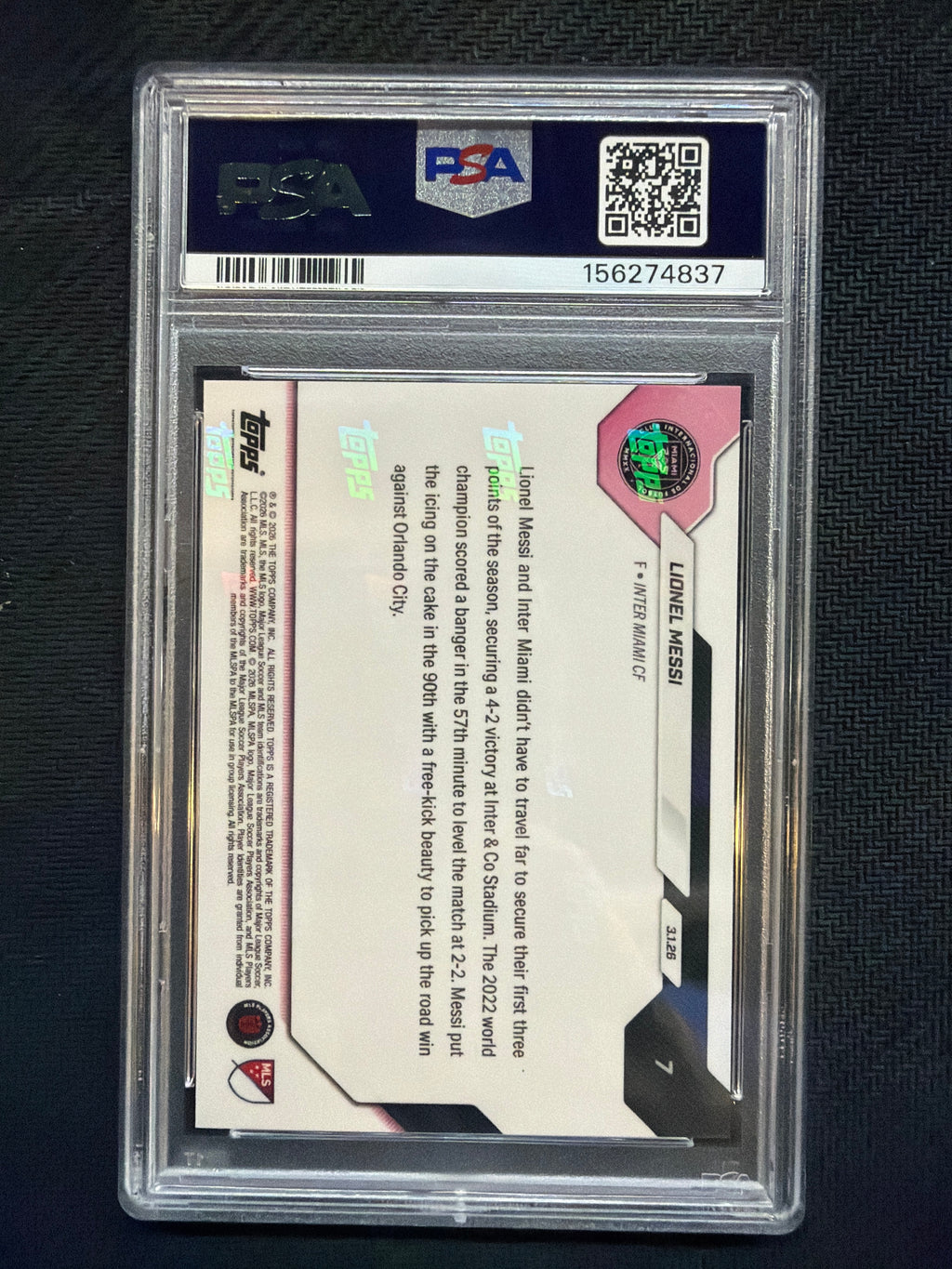2026 Topps Now MLS Lionel Messi #7 South Beach PSA 10 837
