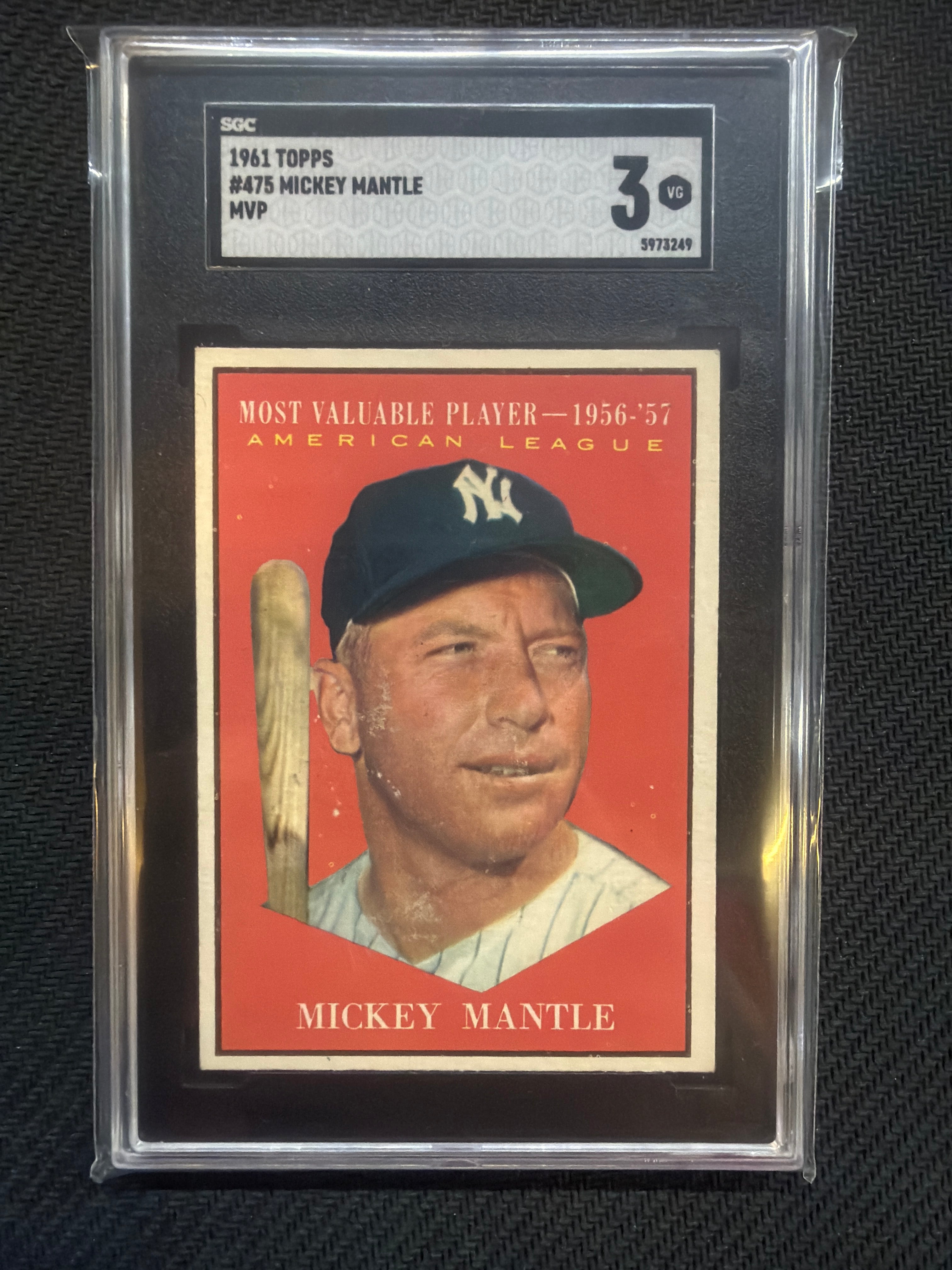 1961 Topps #475 Mickey Mantle MVP SGC 3 Yankees