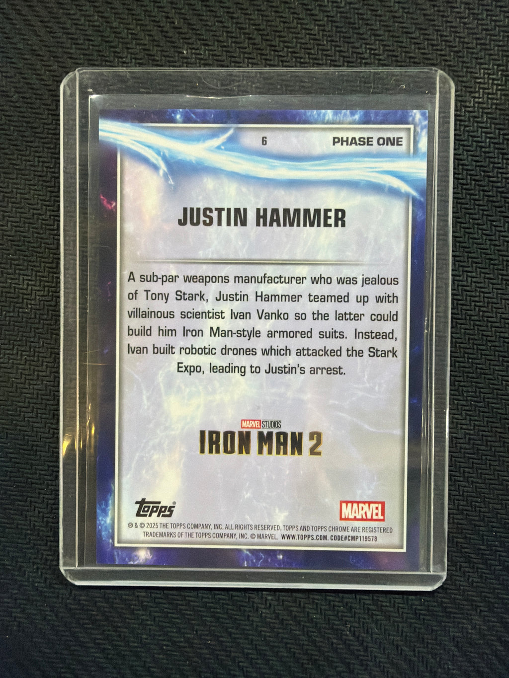 2025 Topps Chrome Marvel Justin Hammer #6 Red /5 Iron Man 2