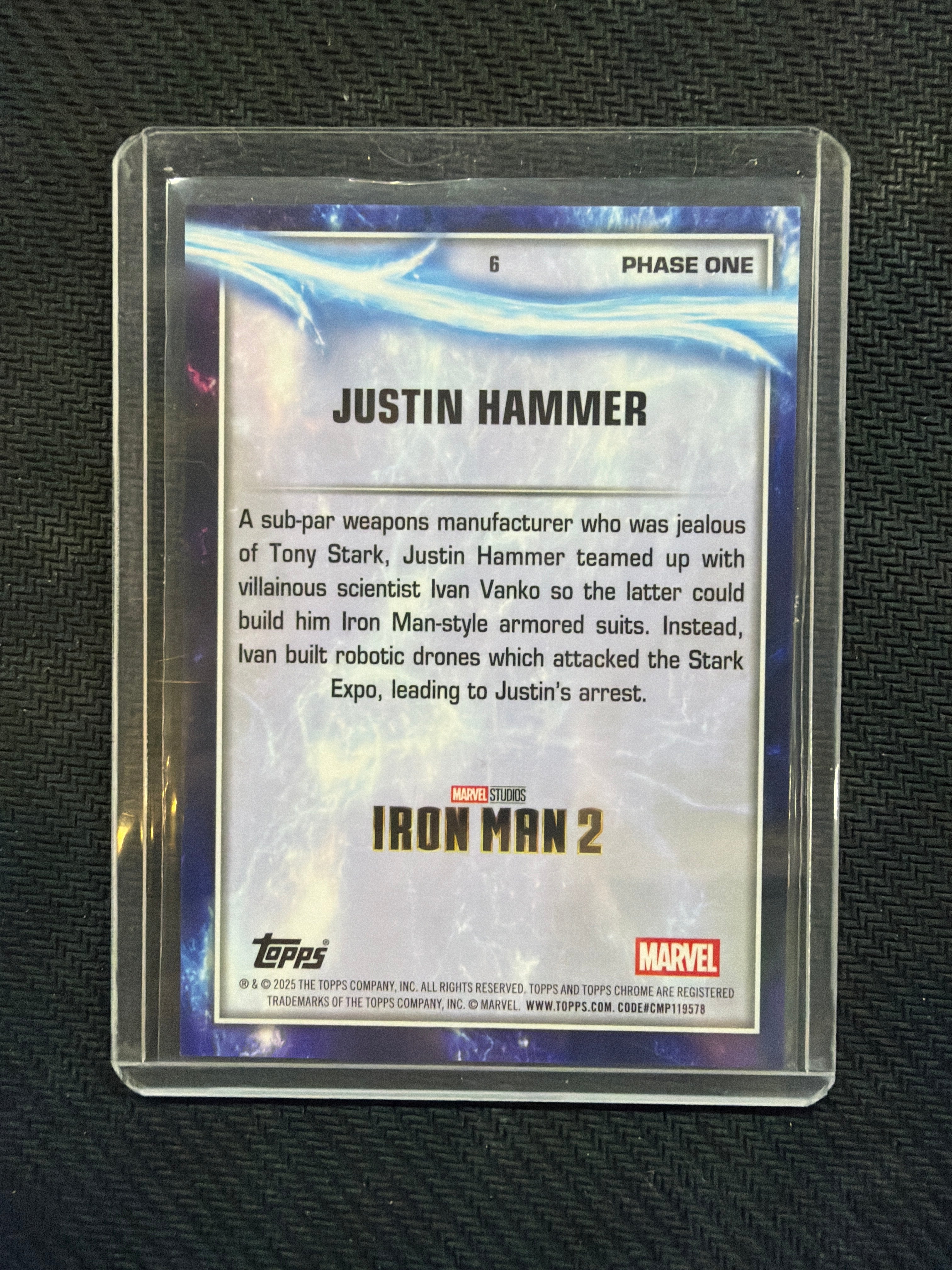 2025 Topps Chrome Marvel Justin Hammer #6 Red /5 Iron Man 2