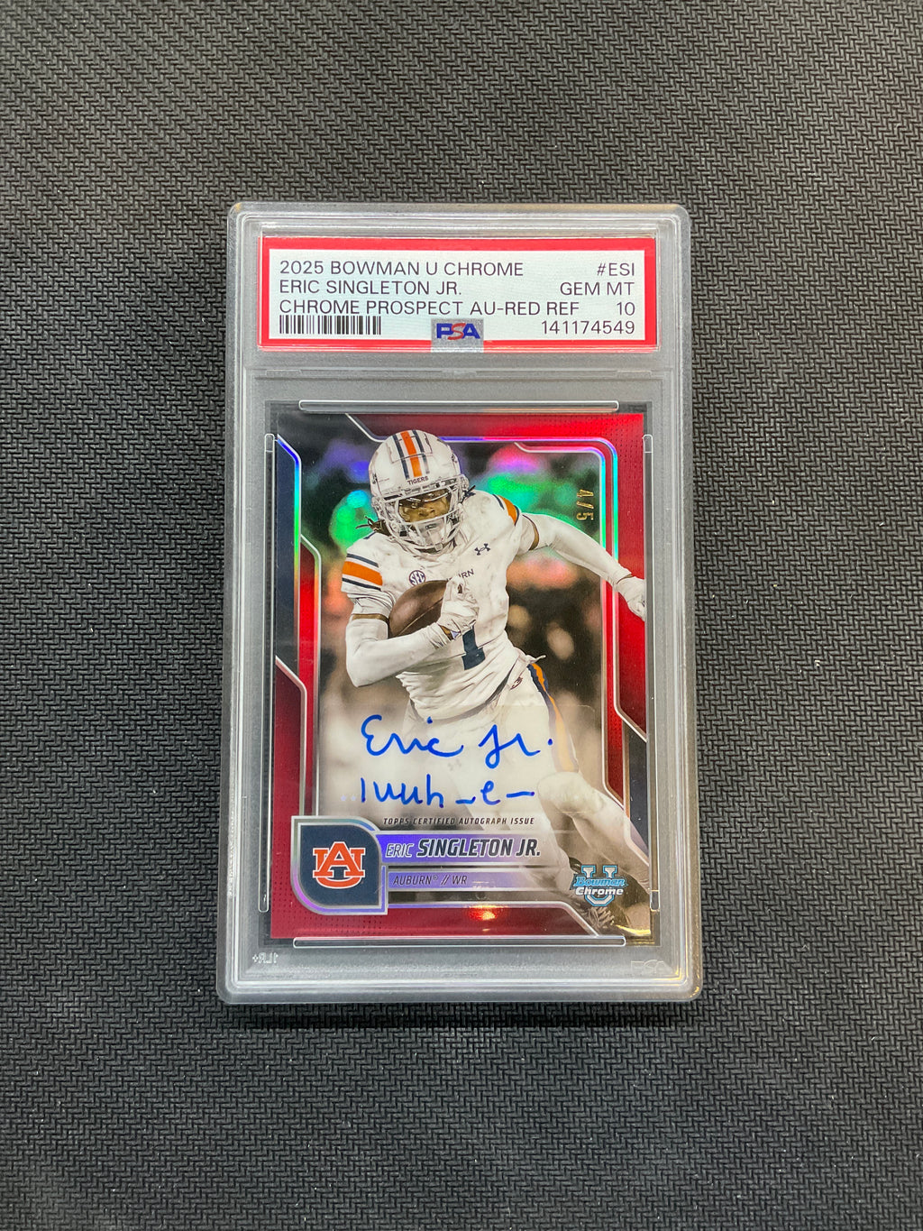 2025 Bowman U Chrome Eric Singleton Jr. Auto Red /5 PSA 10 Auburn