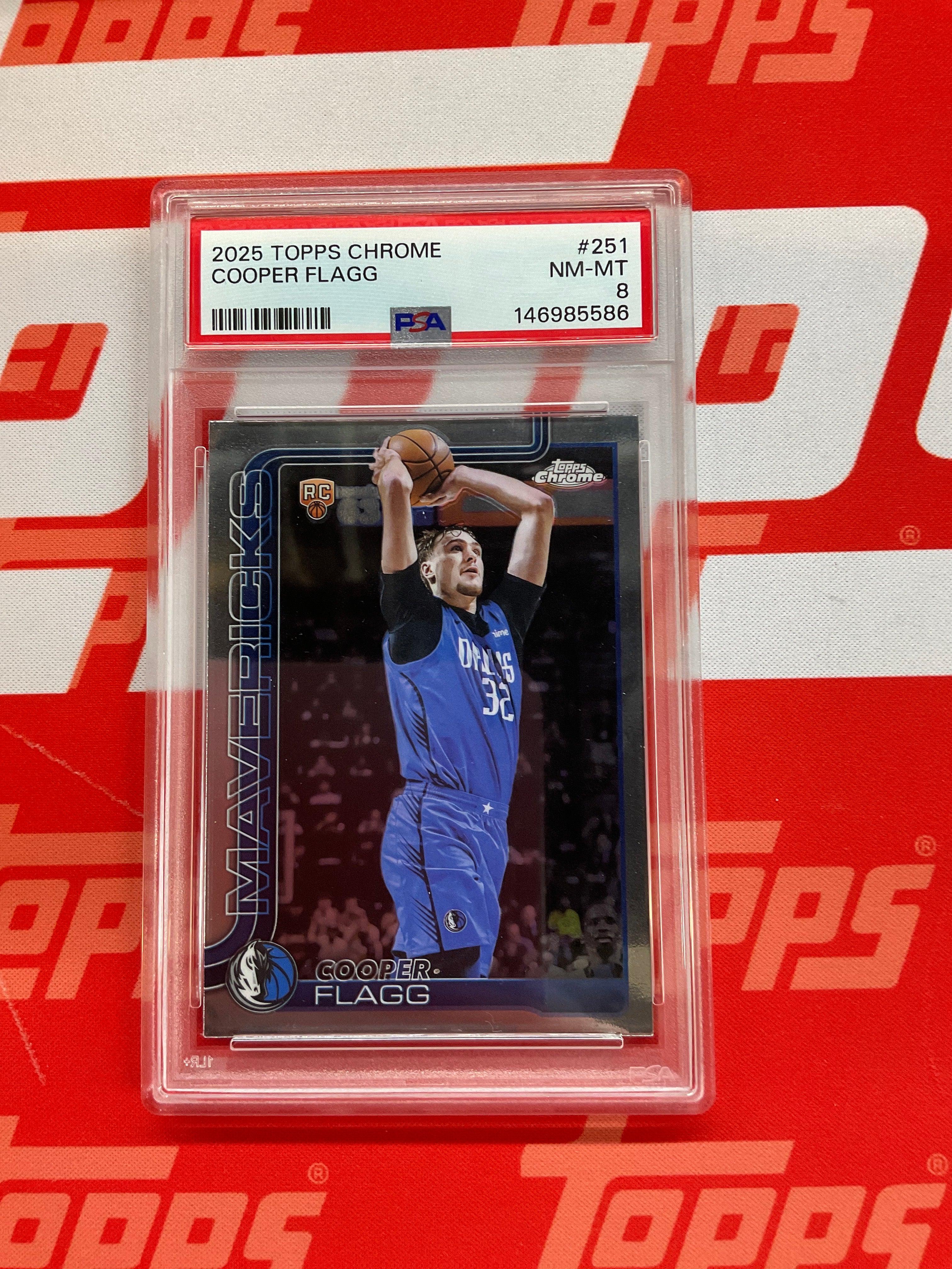 2025-26 Topps Chrome Cooper Flagg Rookie PSA 8 Dallas 586