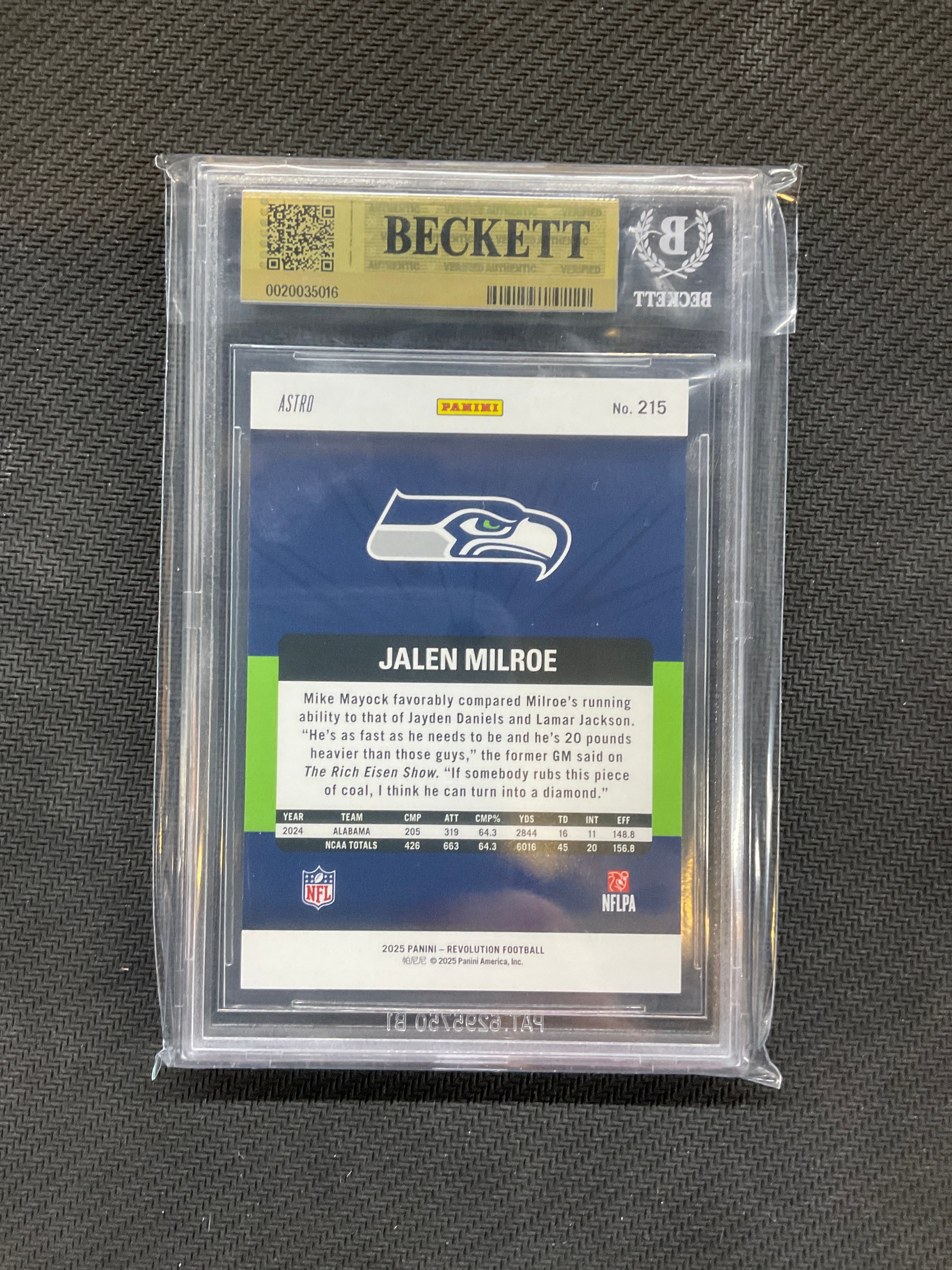 2025 panini Revolution Jalen Milroe Red Atsro BGS 9.5