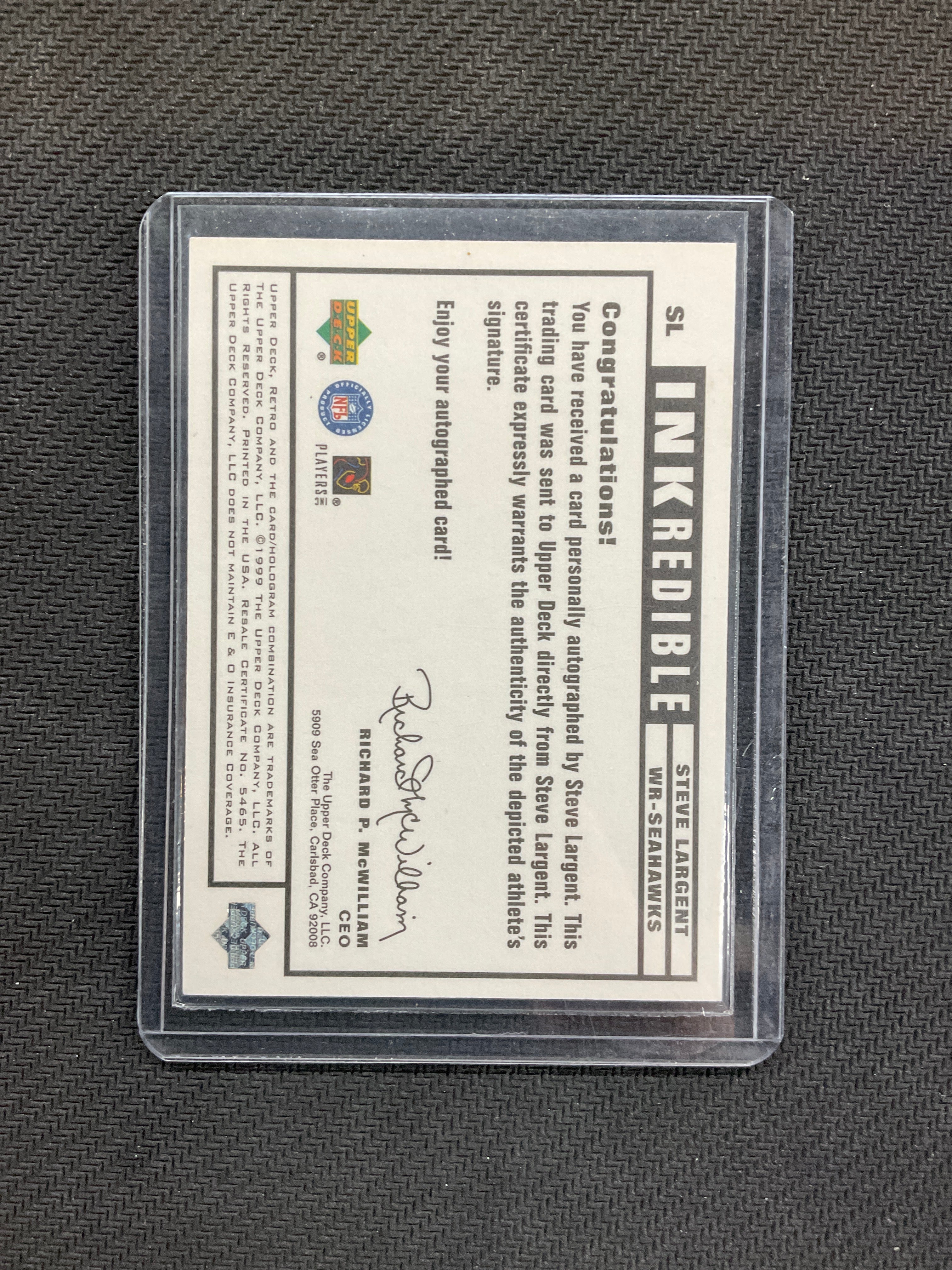 1999 Upper Deck Retro Steve Largent Inkredible Auto Seahawks