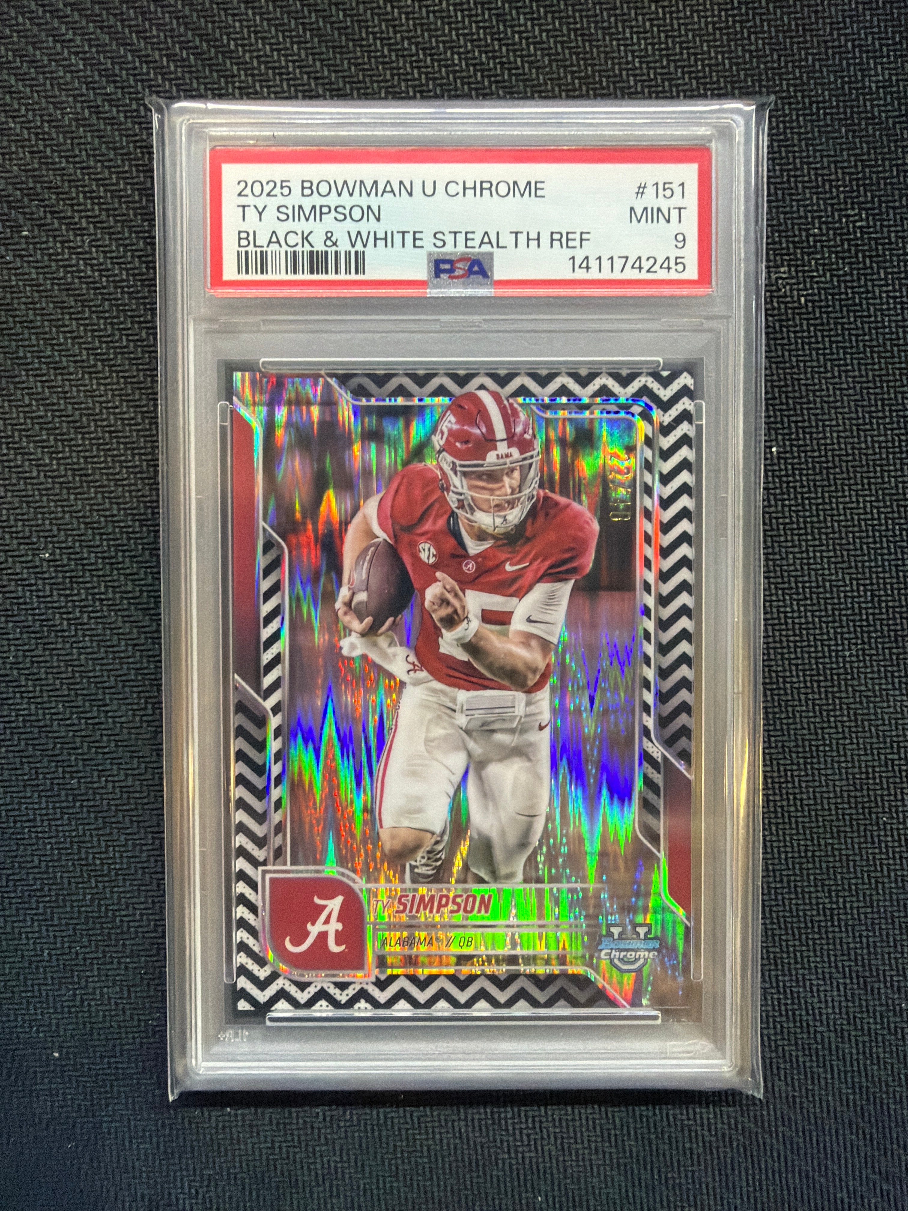 2025 Bowman U Chrome Ty Simpson Black & White /48 PSA 9 Alabama