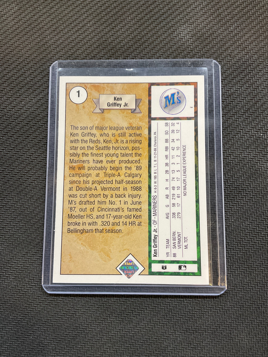 1989 Upper Deck Ken Griffey Jr. #1 Seattle Mariners
