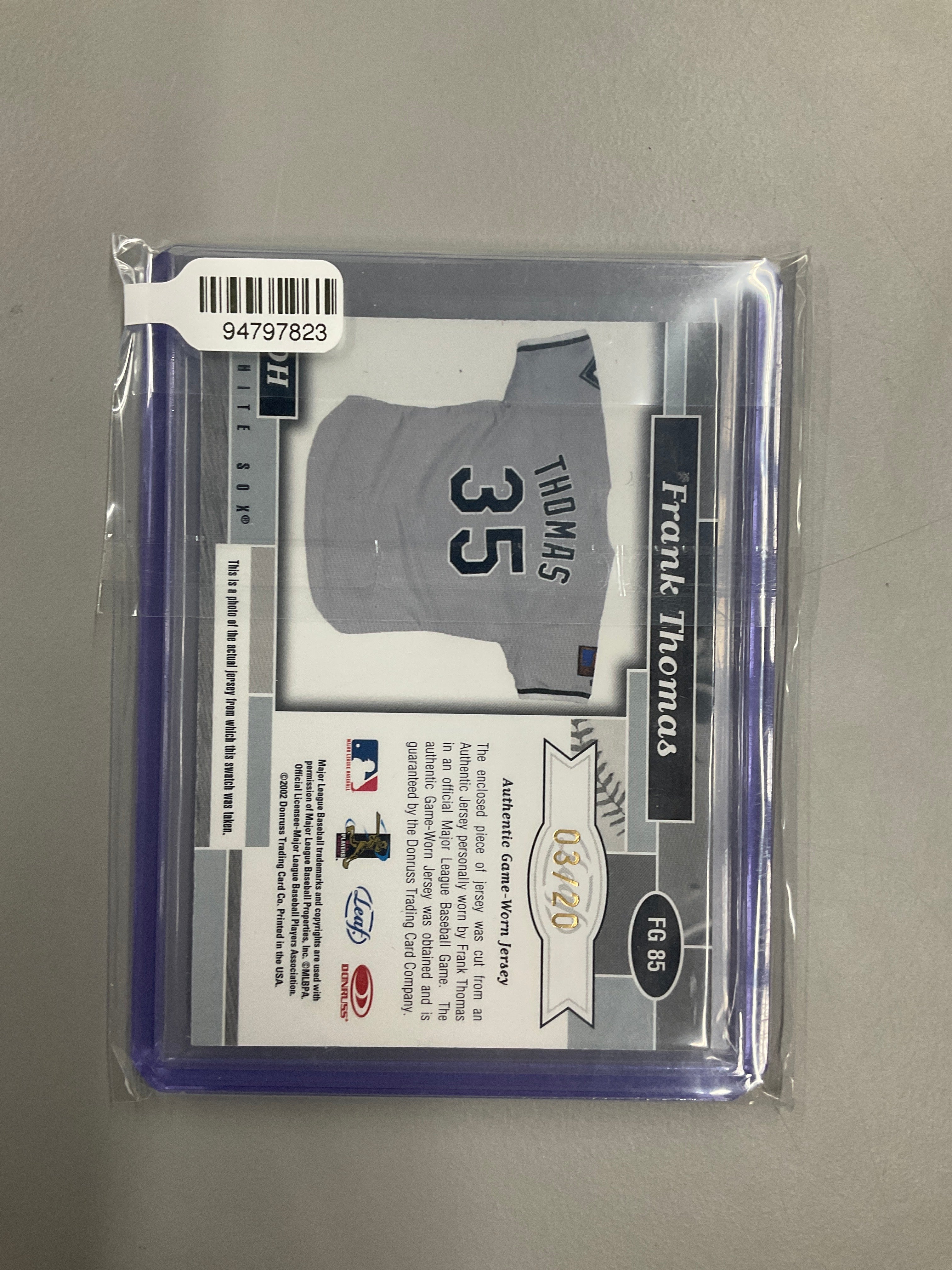 2002 Donruss Certified Frank Thomas Patch Auto /20