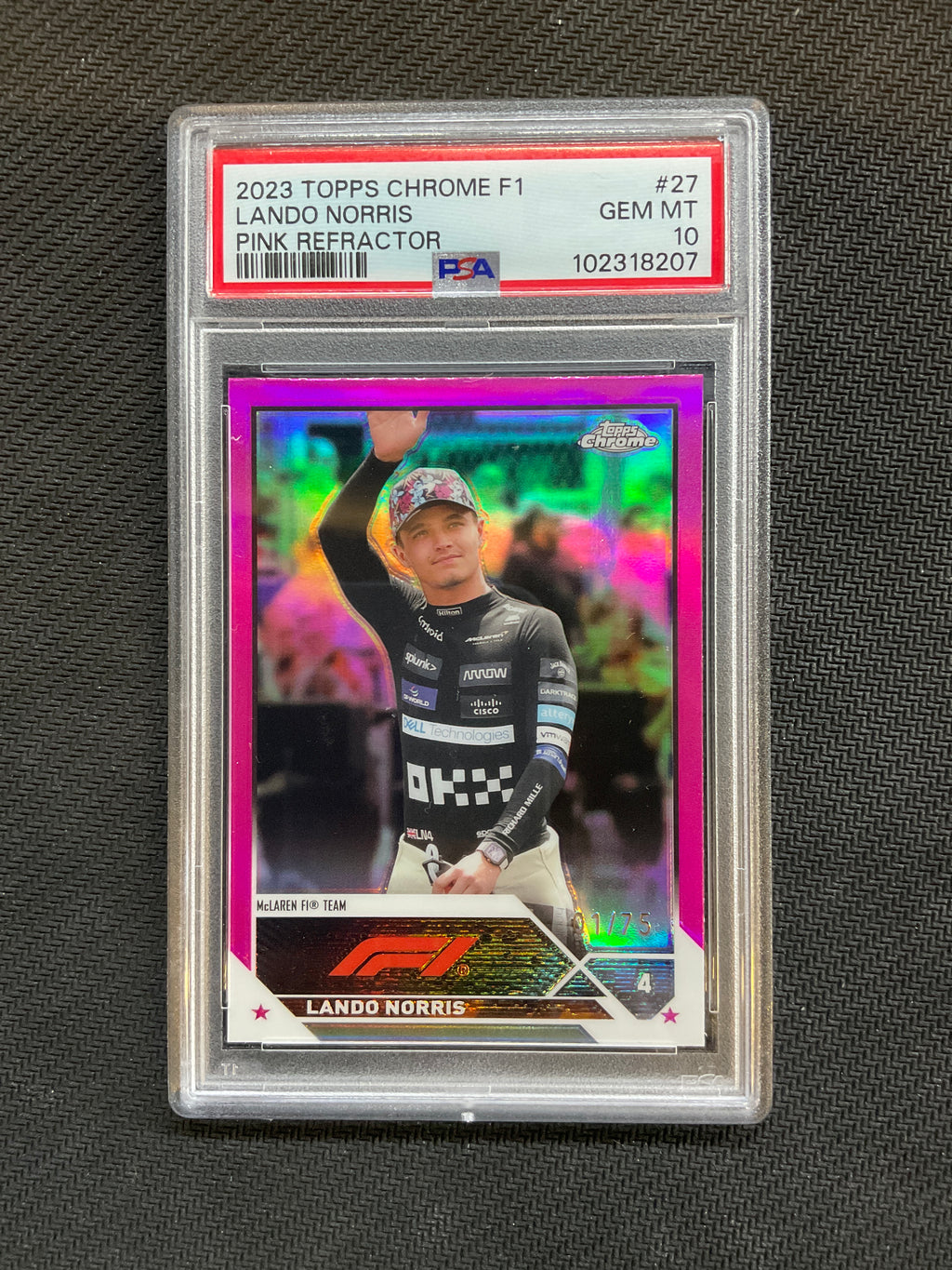 2023 Topps Chorme F1 Lando Norris Pink /75 PSA 10 Mclaren
