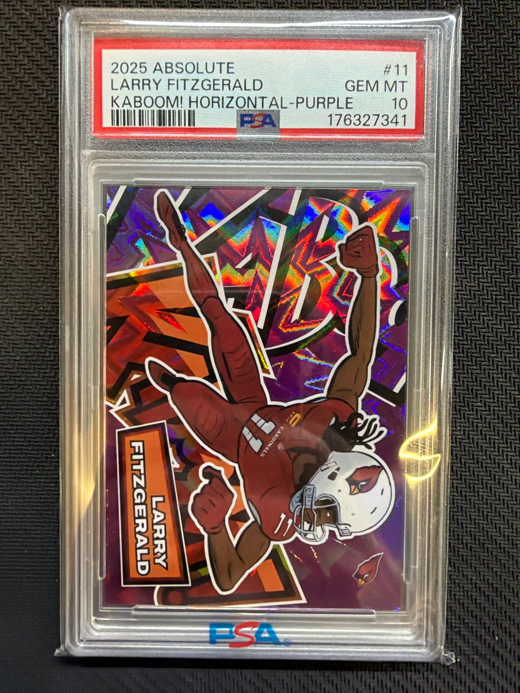 2025 Absolute Larry Fitzgerald Kaboom! Horizontal Purple #11 PSA 10 Cardinals