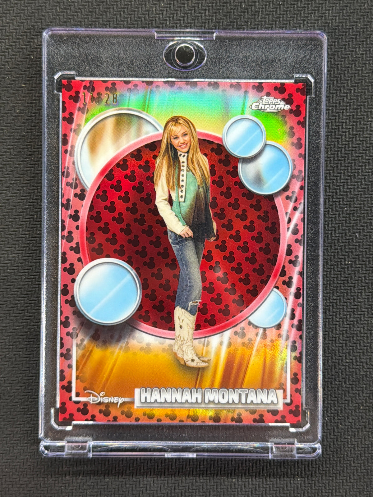 2026 Topps Chrome Disney Hannah Montana /28 Red Black