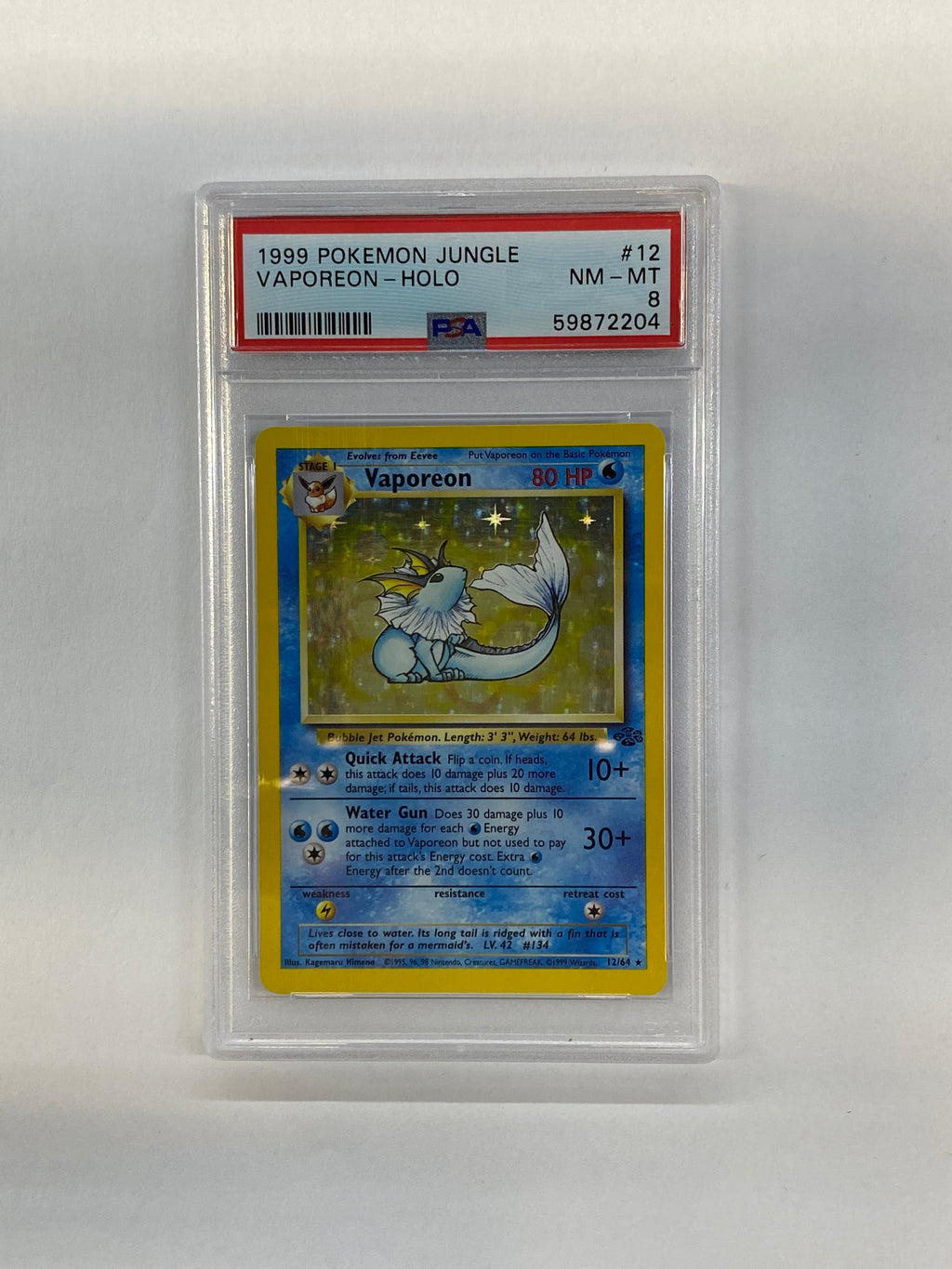1999 Pokemon  Jungle Vaporeon 12 Holo PSA 8