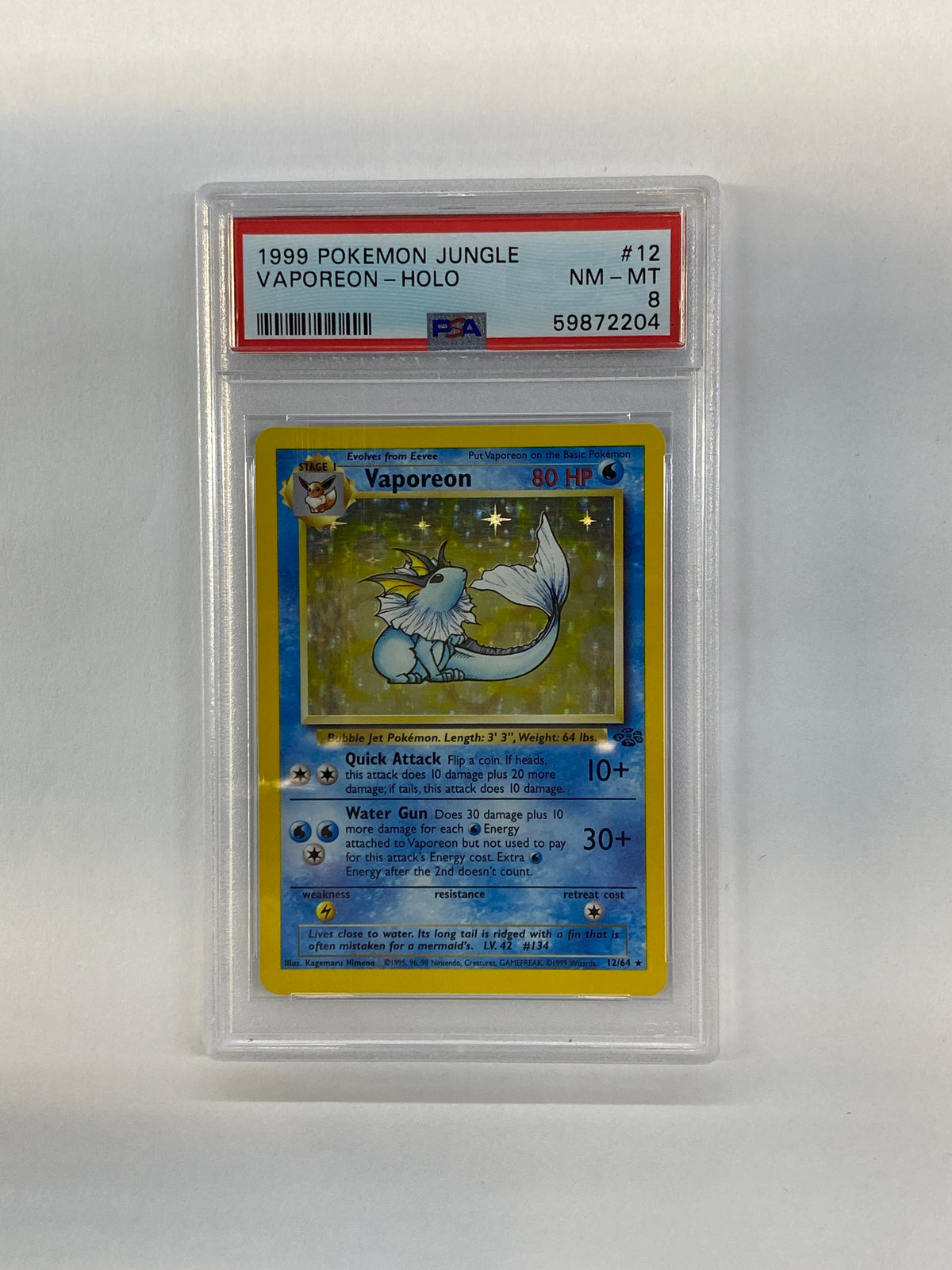 1999 Pokemon  Jungle Vaporeon 12 Holo PSA 8