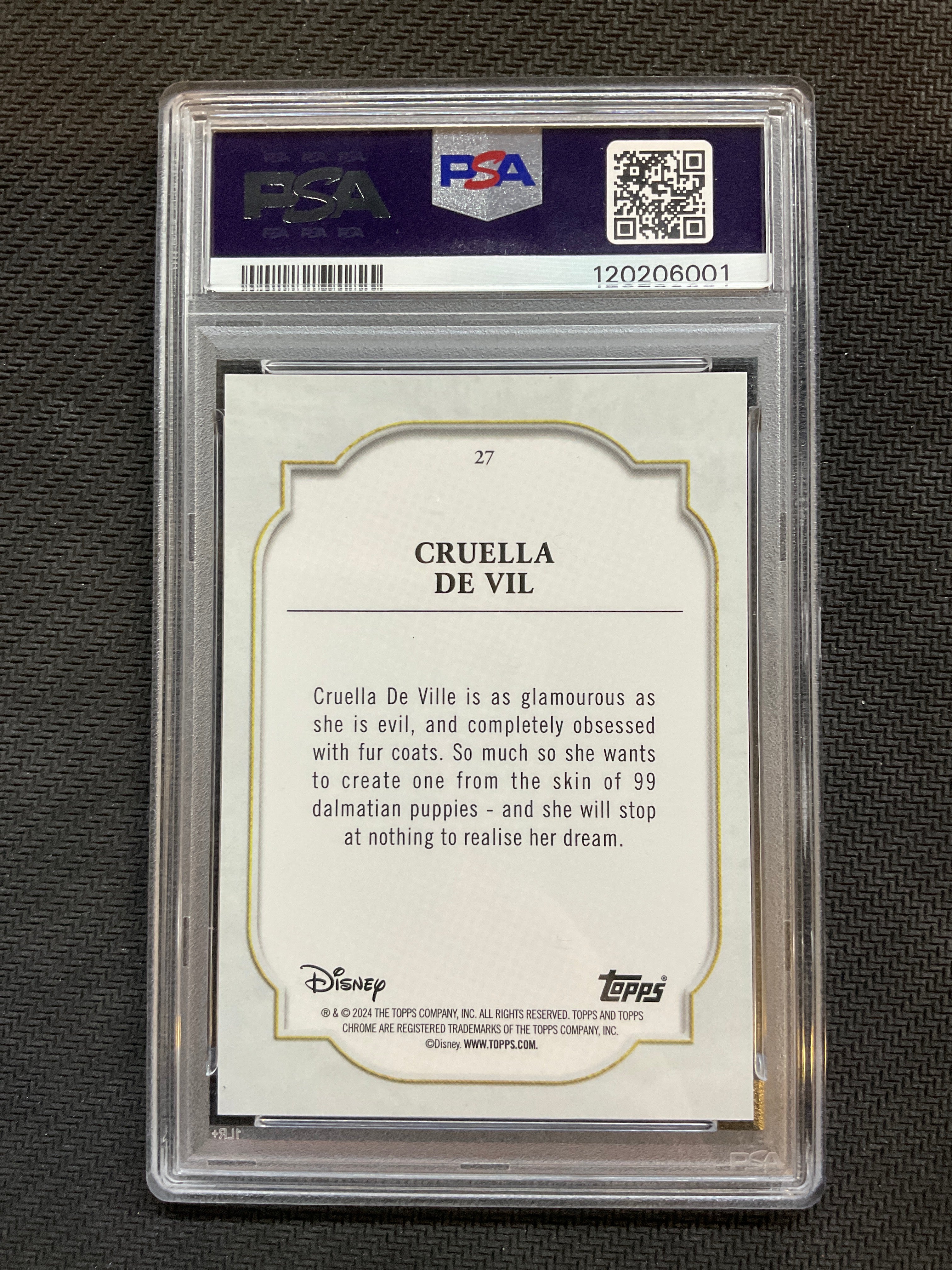 2024 Topps Chrome Disney Sapphire Cruella De Vil PSA 9