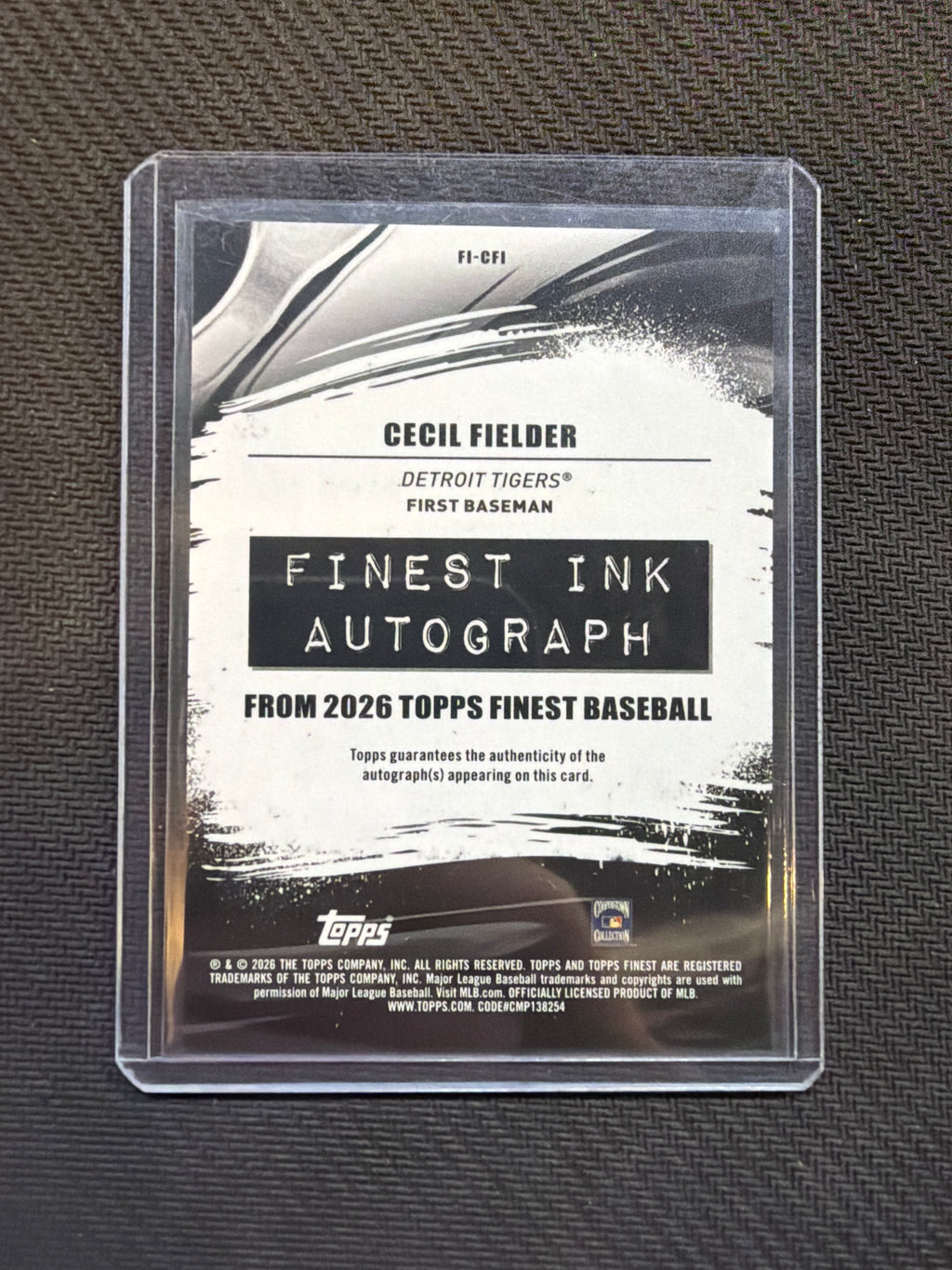 2026 Topps Finest Cecil Fielder Finest Ink Auto Tigers