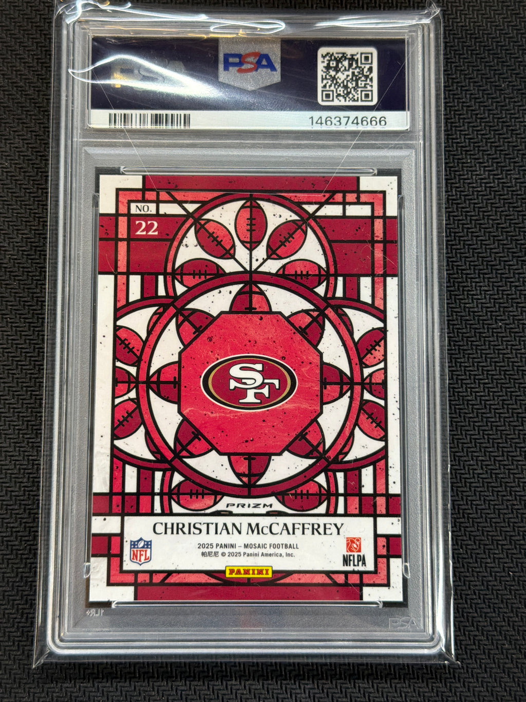 2025 Mosaic Christian McCaffrey Stained Glass PSA 8 666