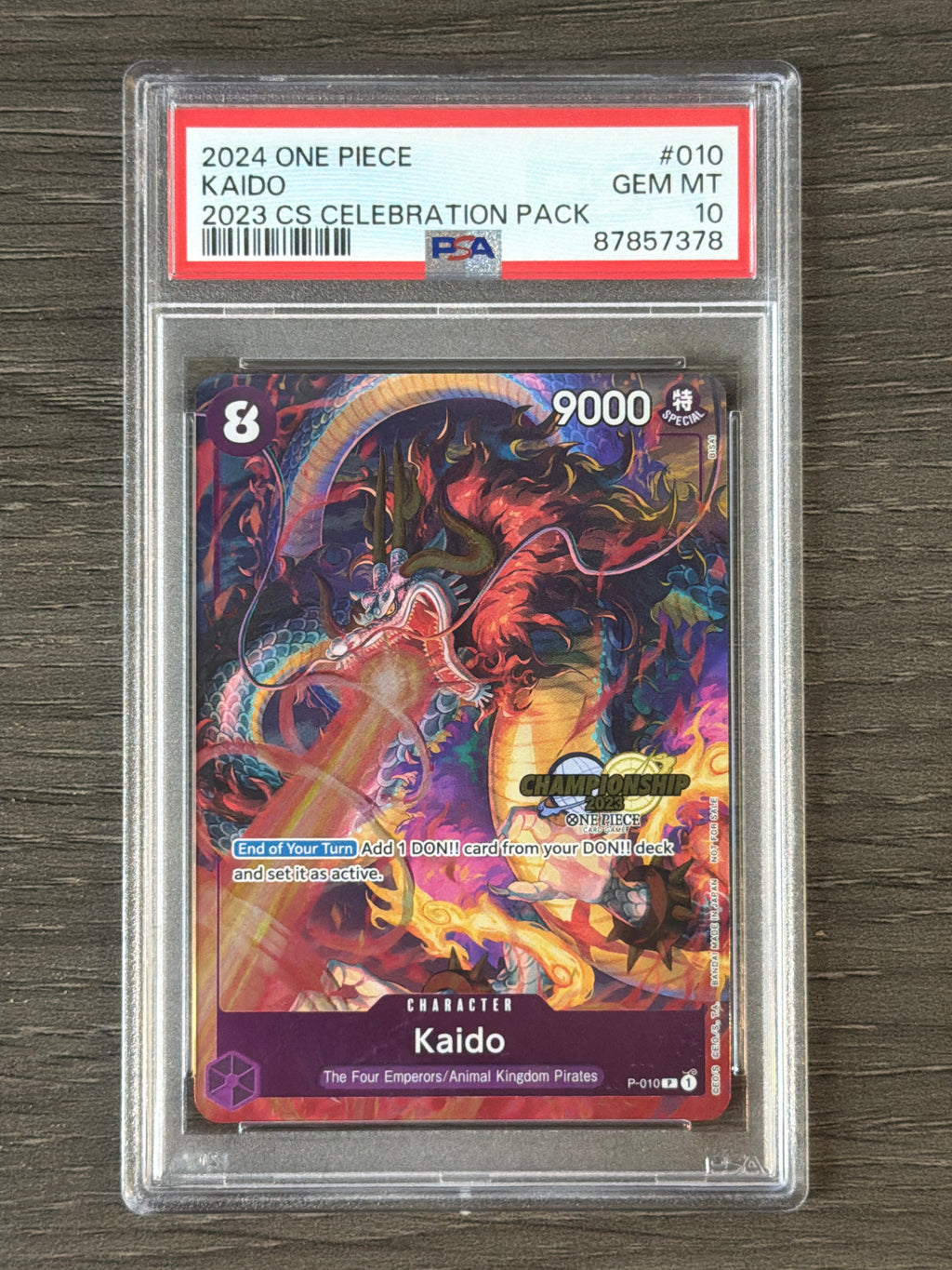 2024 ONE PIECE CHAMPIONSHIP 2023 CELEBRATION PACK 010 KAIDO PSA 10 378
