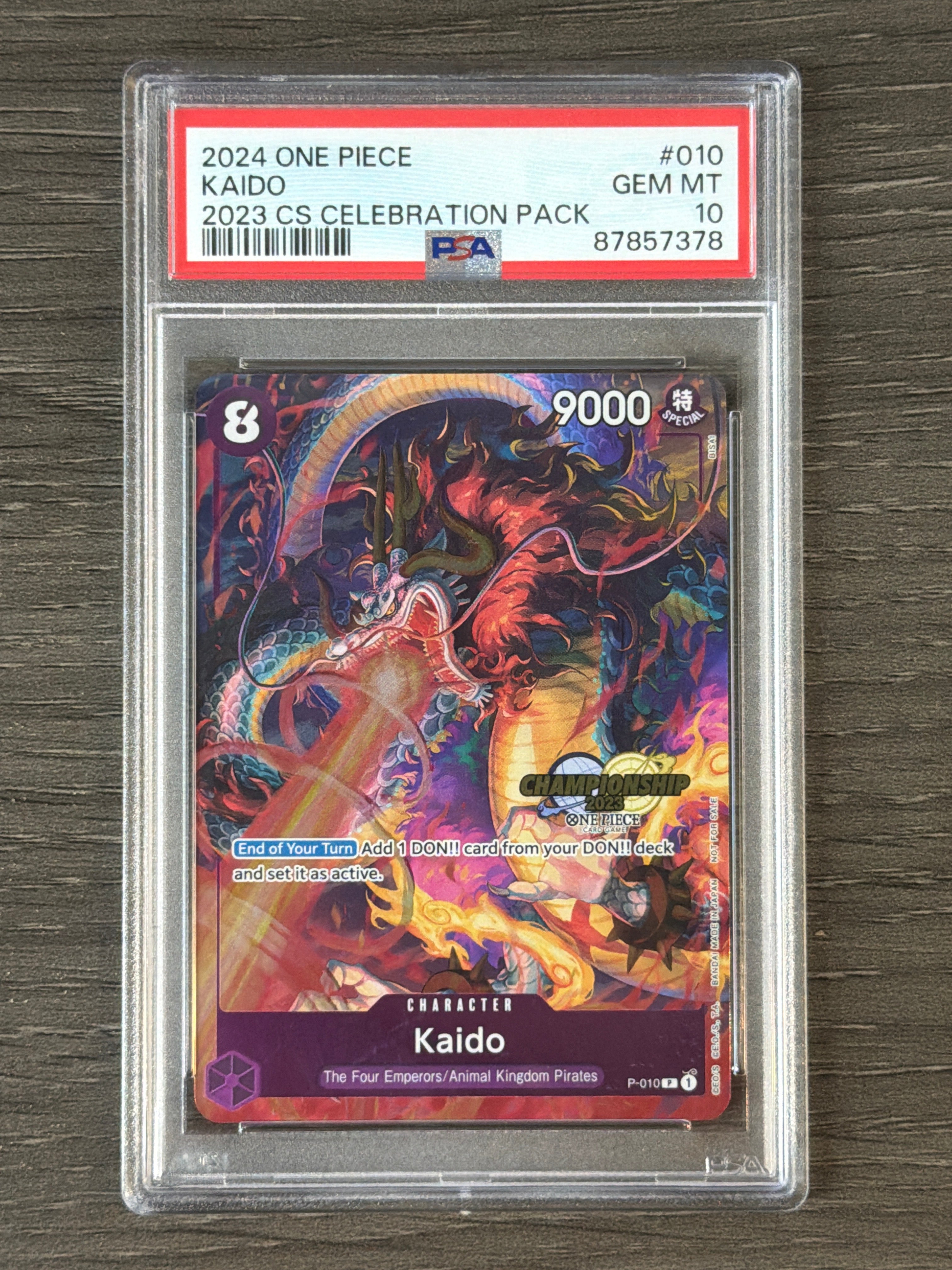 2024 ONE PIECE CHAMPIONSHIP 2023 CELEBRATION PACK 010 KAIDO PSA 10 378