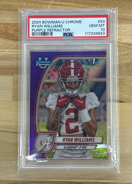 2024 Bowman U Ryan Williams Purple /399 PSA 10 Alabama