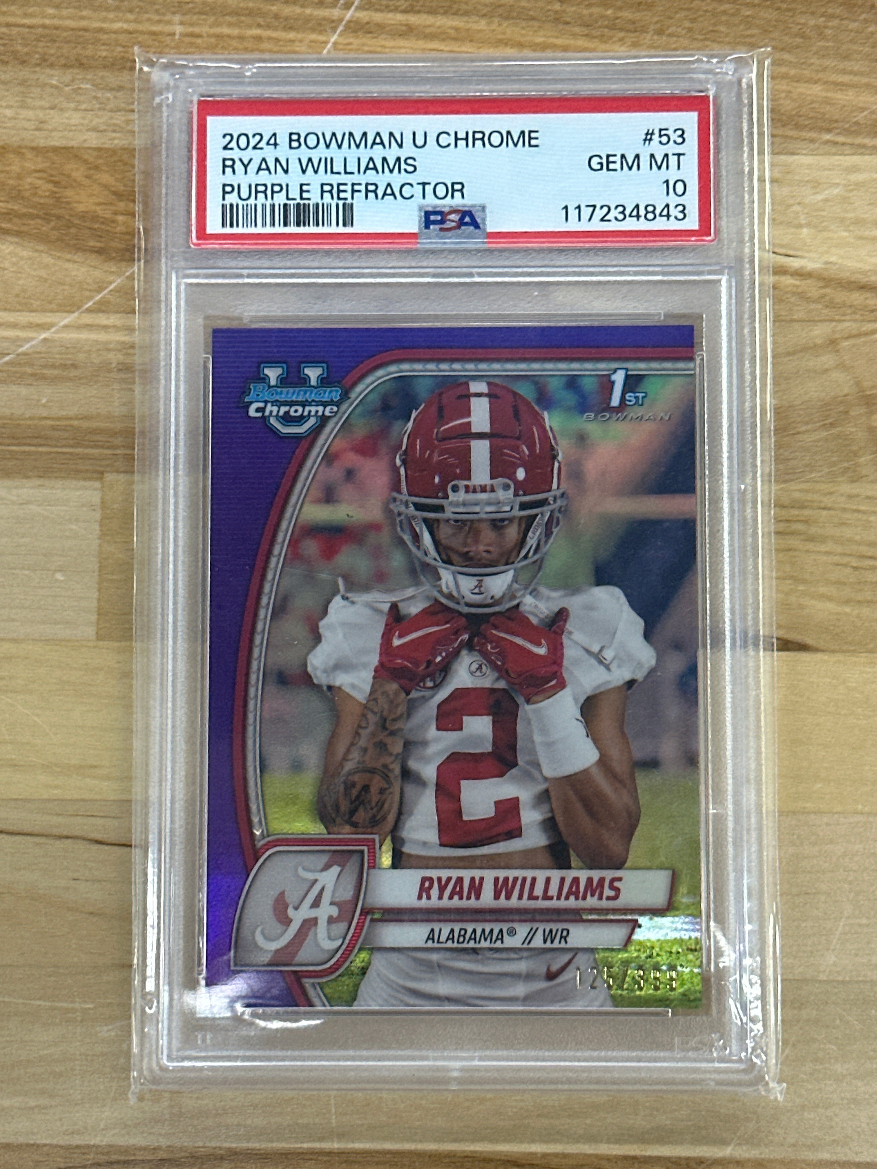 2024 Bowman U Ryan Williams Purple /399 PSA 10 Alabama