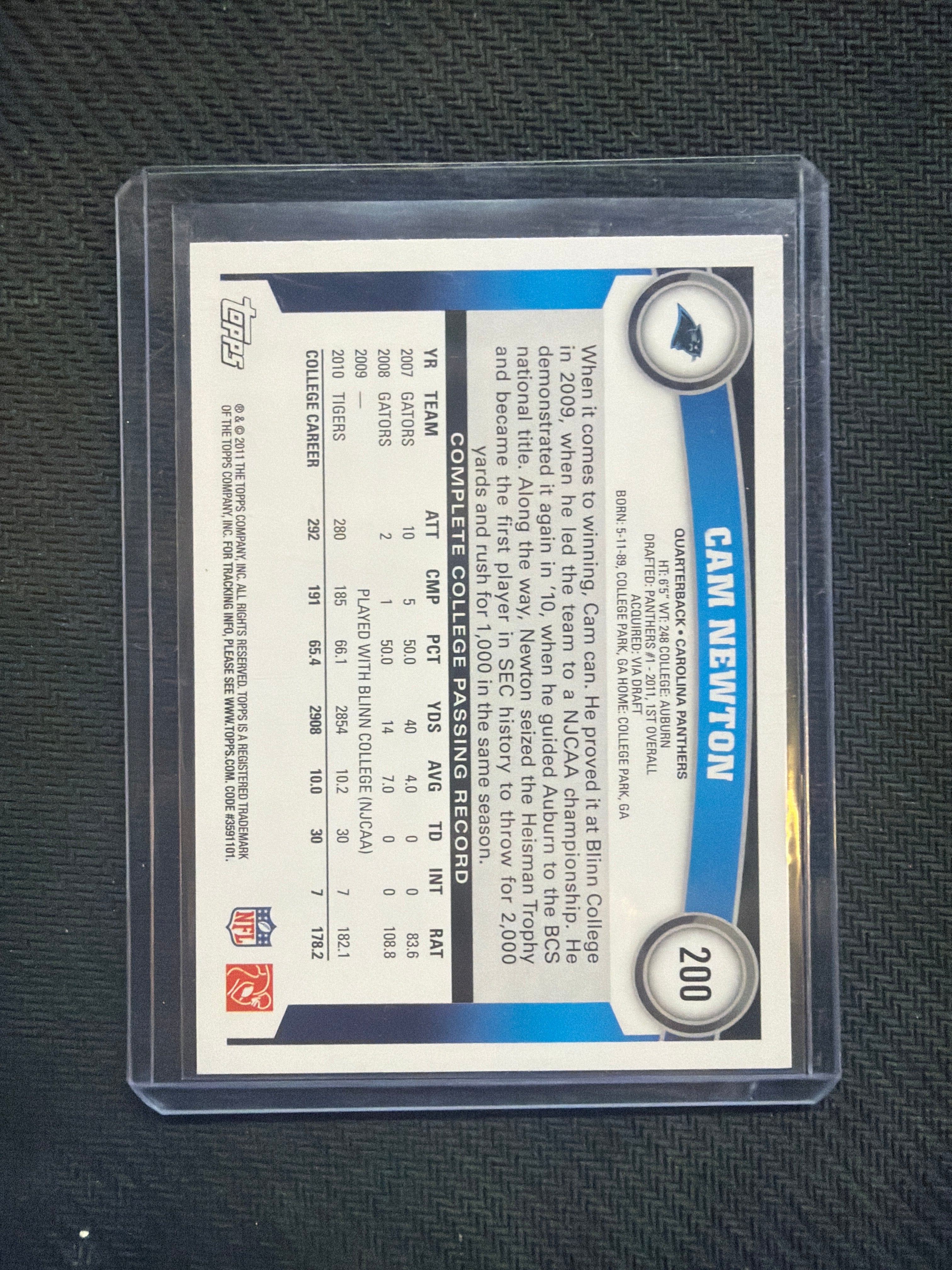 2011 Topps Cam Newton Rookie Auburn