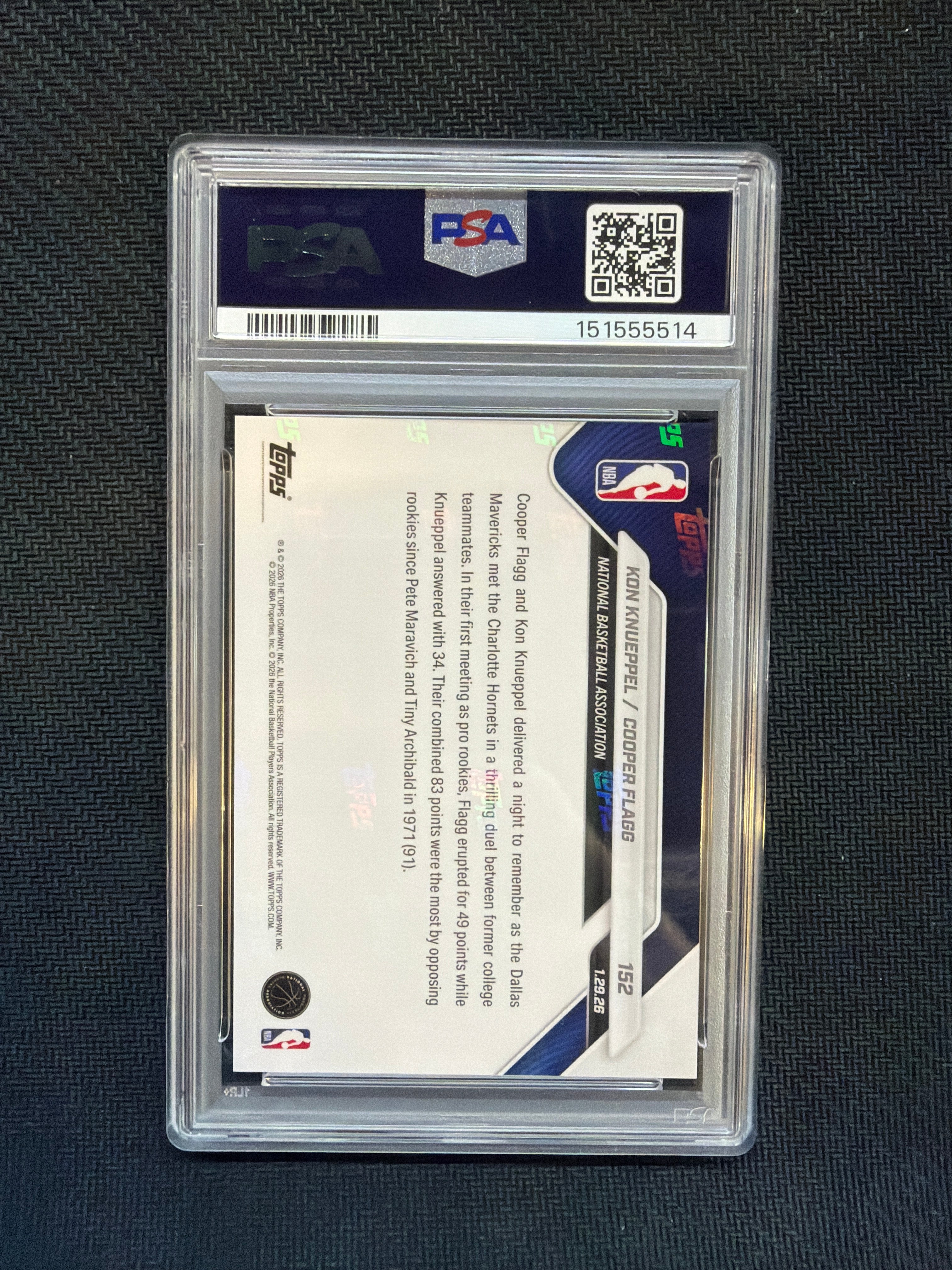 2025 Topps Now Cooper Flagg Kon Knueppel Rookie PSA 10 514