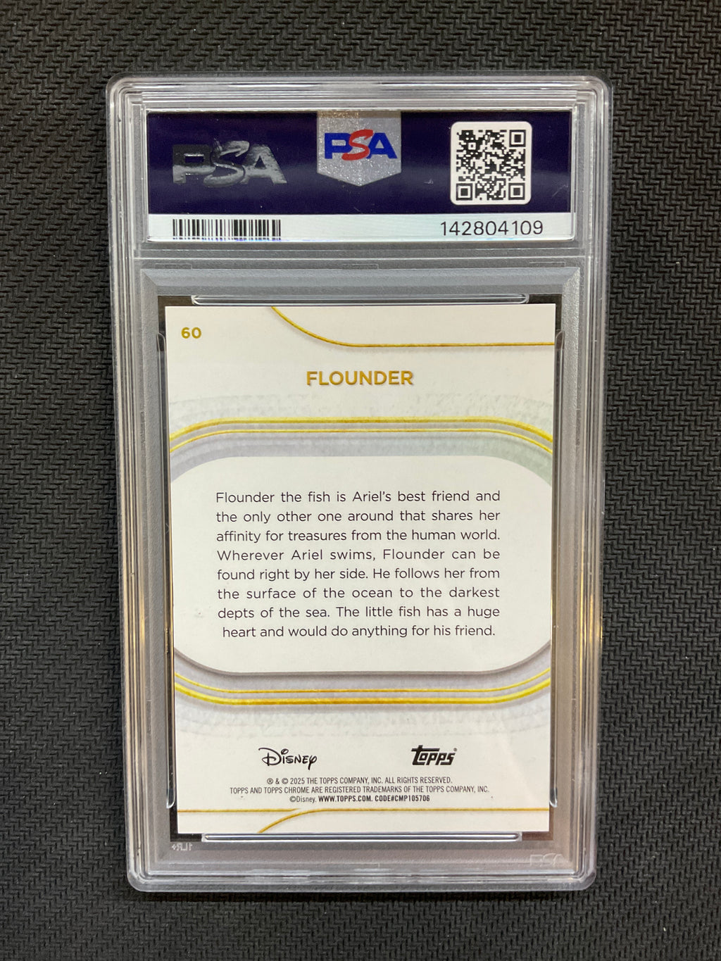 2025 Topps Chrome Disney Flounder 15th Anniversary Lava Refractor /15 PSA 10