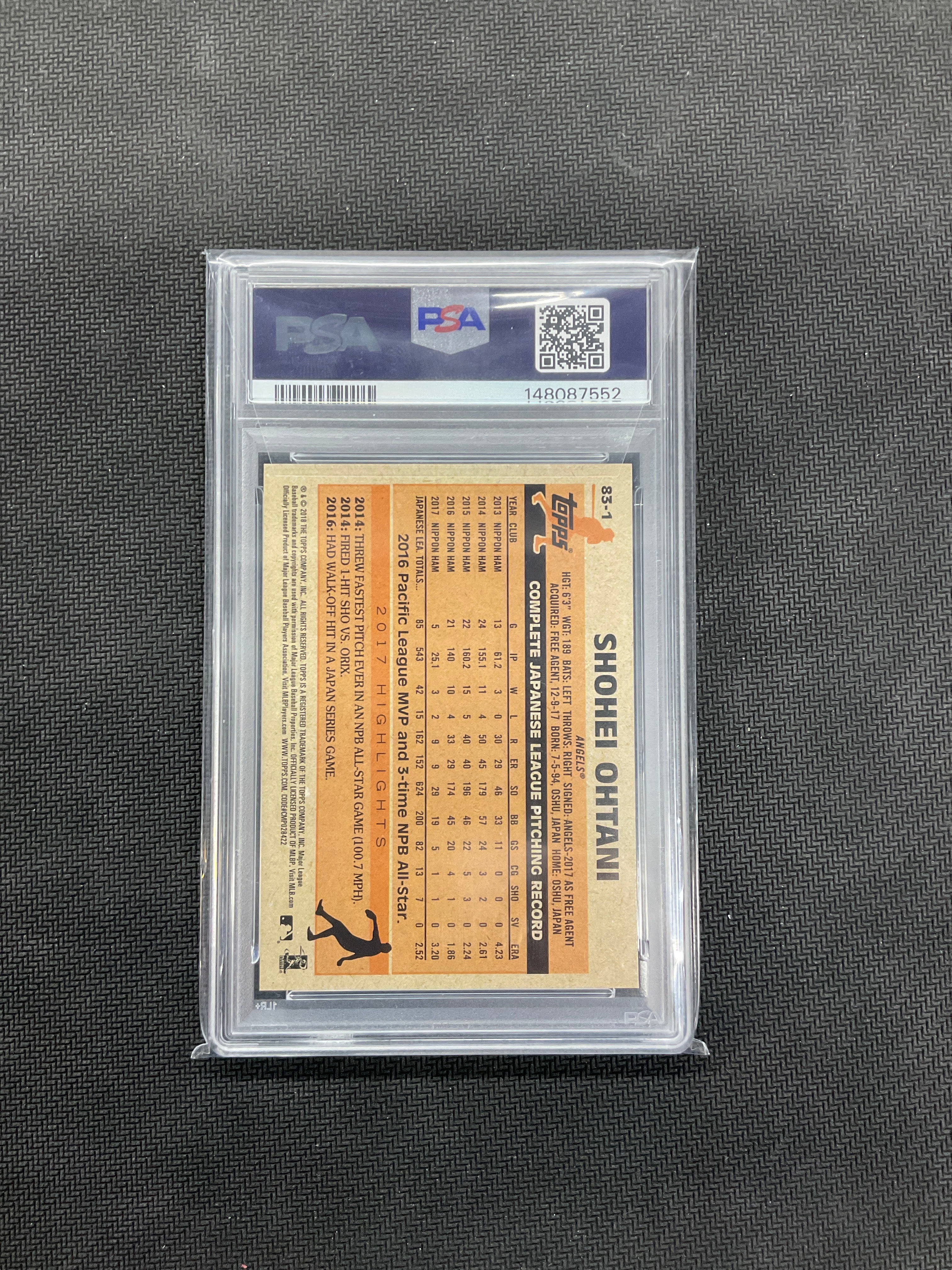 2018 Topps Shohei Ohtani Rookie 83 PSA 9 Angels 552