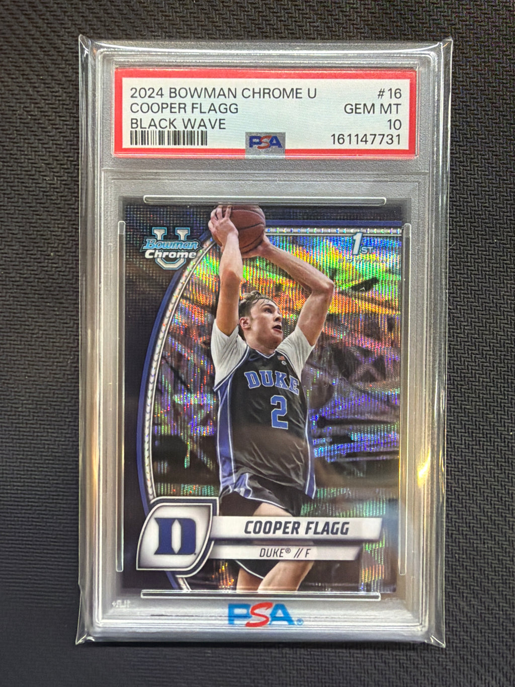 2024 Bowman Chrome U Cooper Flagg Black Wave PSA 10 Duke