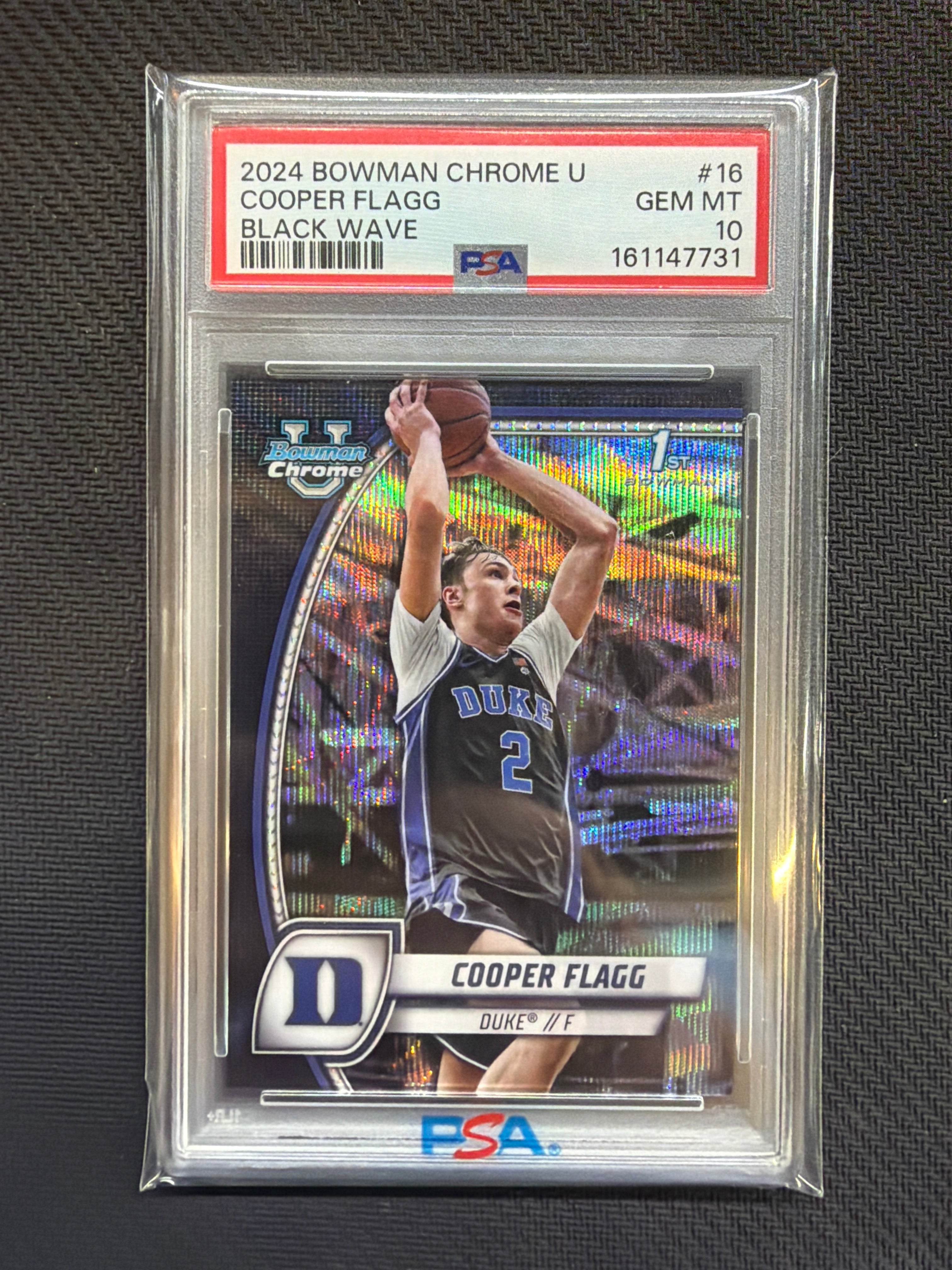 2024 Bowman Chrome U Cooper Flagg Black Wave PSA 10 Duke