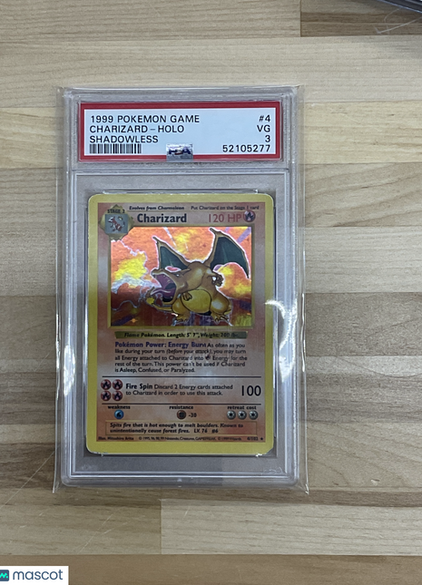 1999 Pokemon Game Charizard #4 Shadowless PSA 3