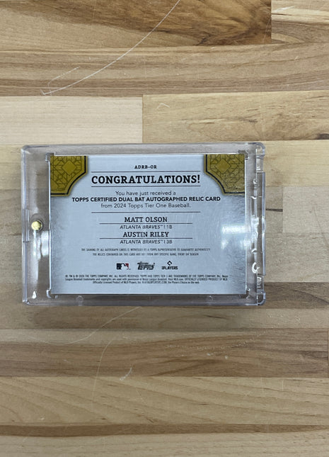 2024 Topps Tier One Matt Olson Austin Riley Dual Auto /10 Braves