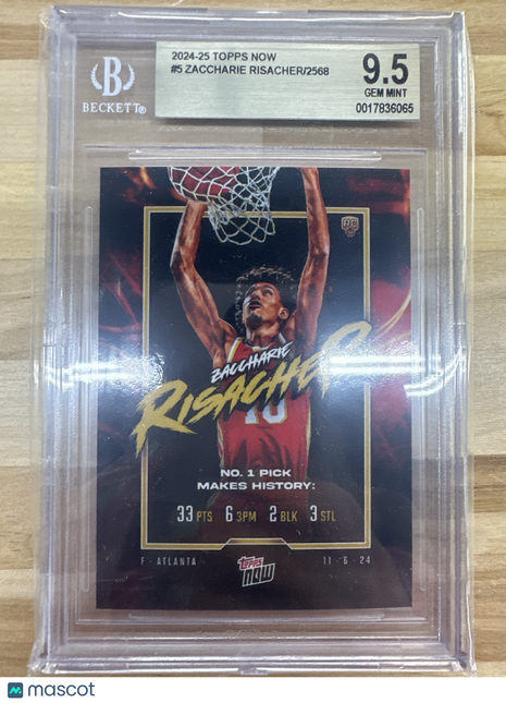 2024-25 Topps Now Zaccharie Risacher #5 BGS 9.5