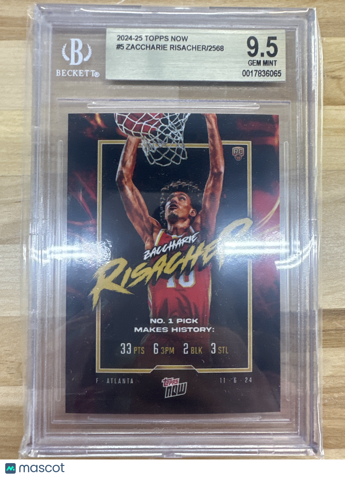 2024-25 Topps Now Zaccharie Risacher #5 BGS 9.5