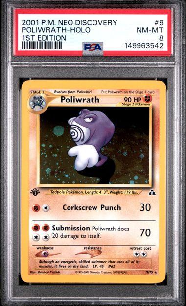 2001 Pokemon Neo Discovery Poliwrath Holo 9 1st Edition PSA 8