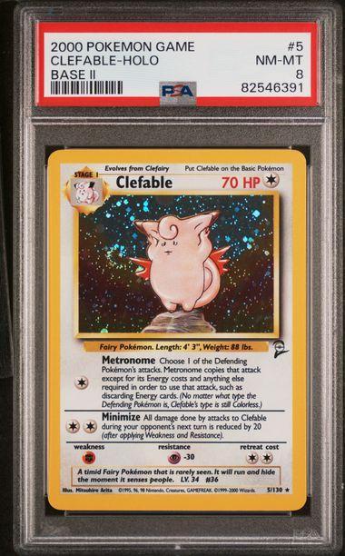 2000 Pokemon Base 2 Clefable Holo 5 PSA 8 - SWIRL!