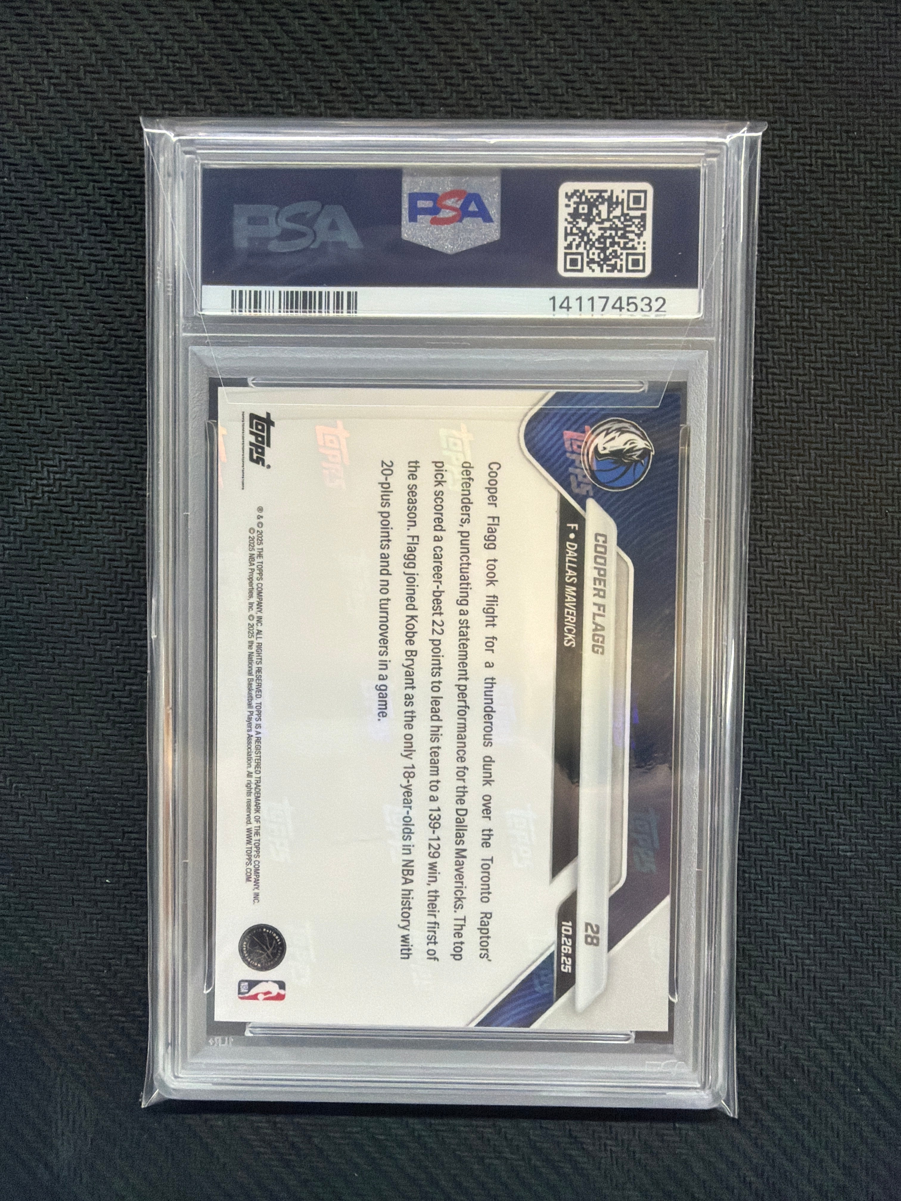 2025 Topps Now Cooper Flagg Rookie #28 PSA 10 532
